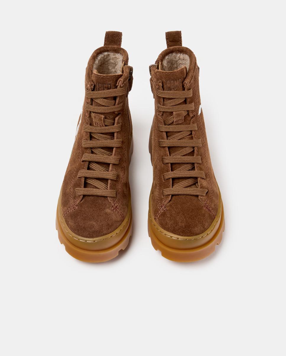 Botins Infantil Brutus Twins de Pele Castanho-3