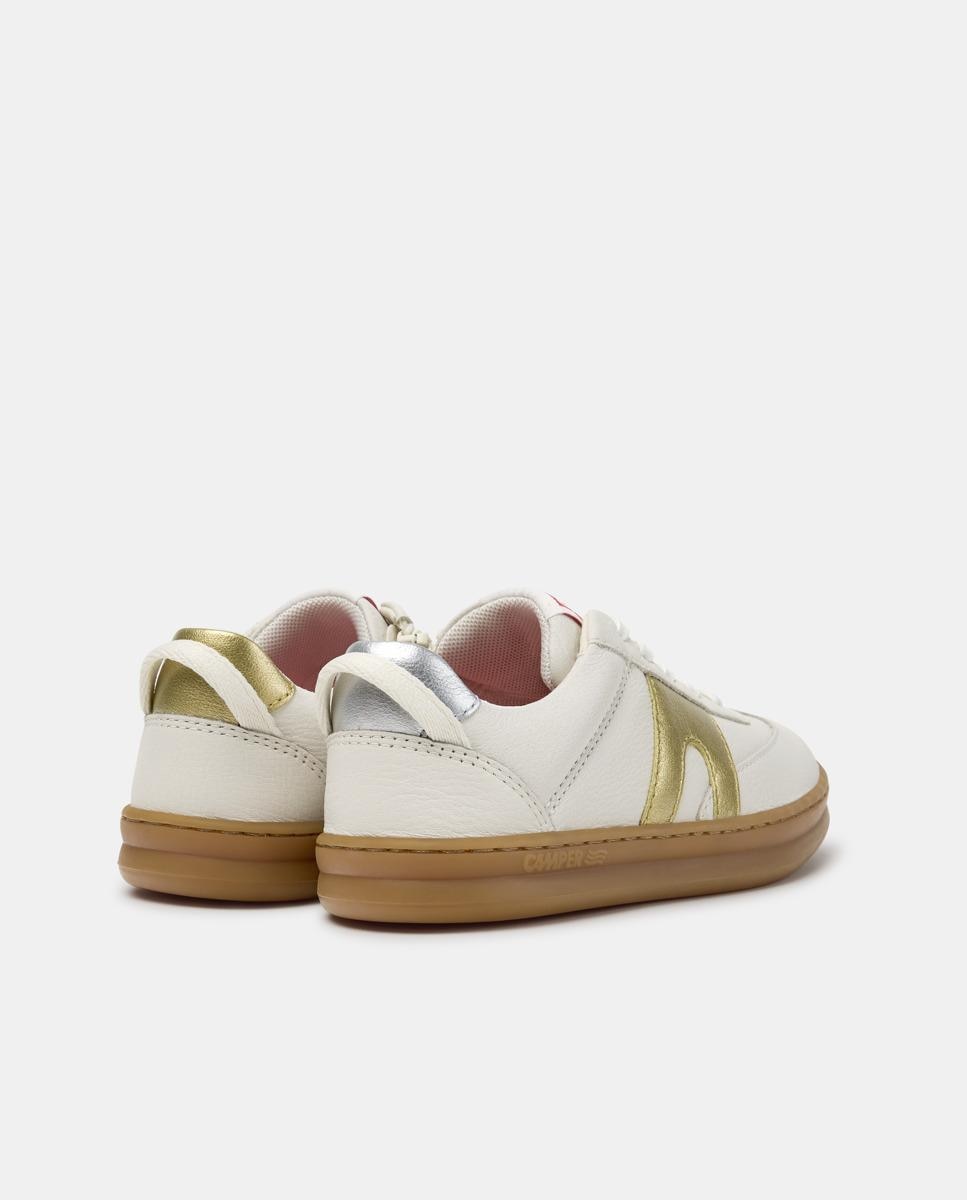 Sapatilhas de Pele Infantil Runner Four com Atacadores Branco-4