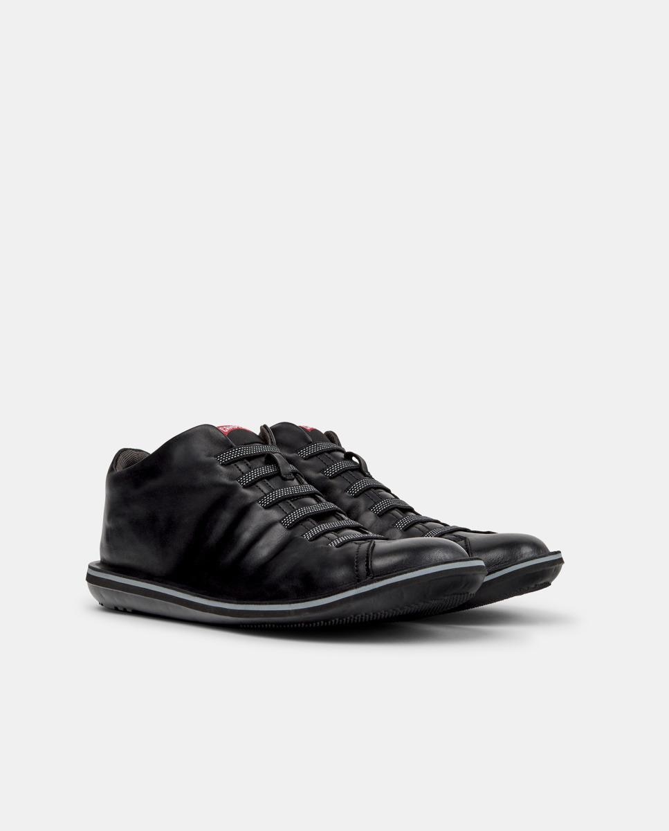 Sapatilhas Altas Beetle de Pele Preto-5