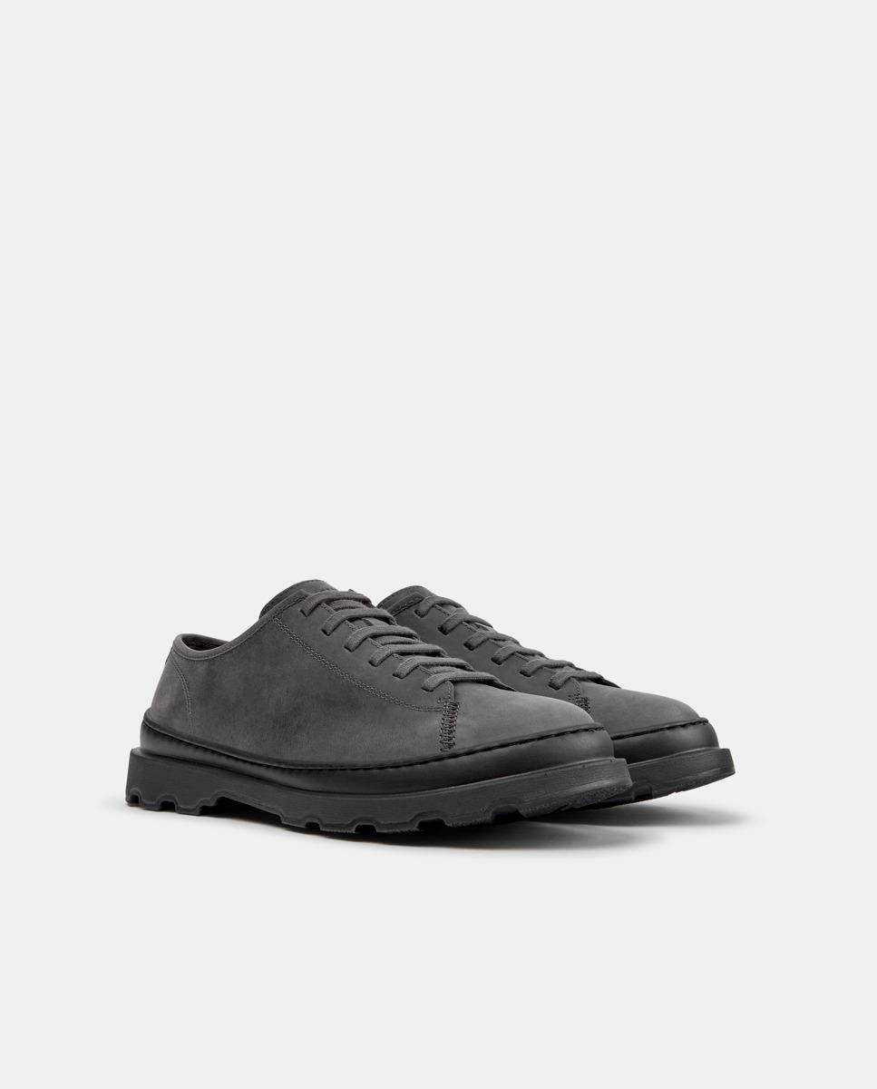 Sapatos de Atacadores Brutus+ de Pele Cinzento-5