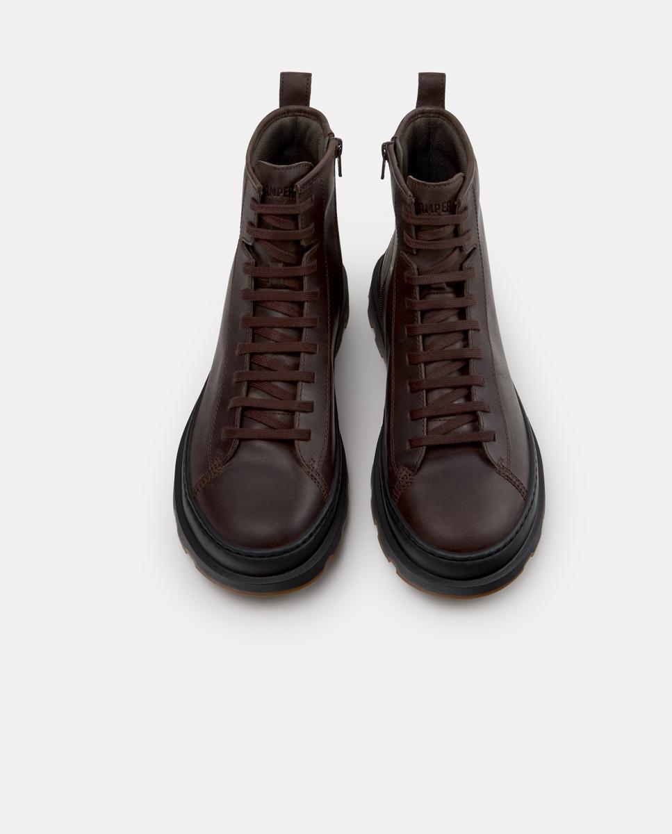 Botins Brutus+ de Pele com Atacadores Castanho-2