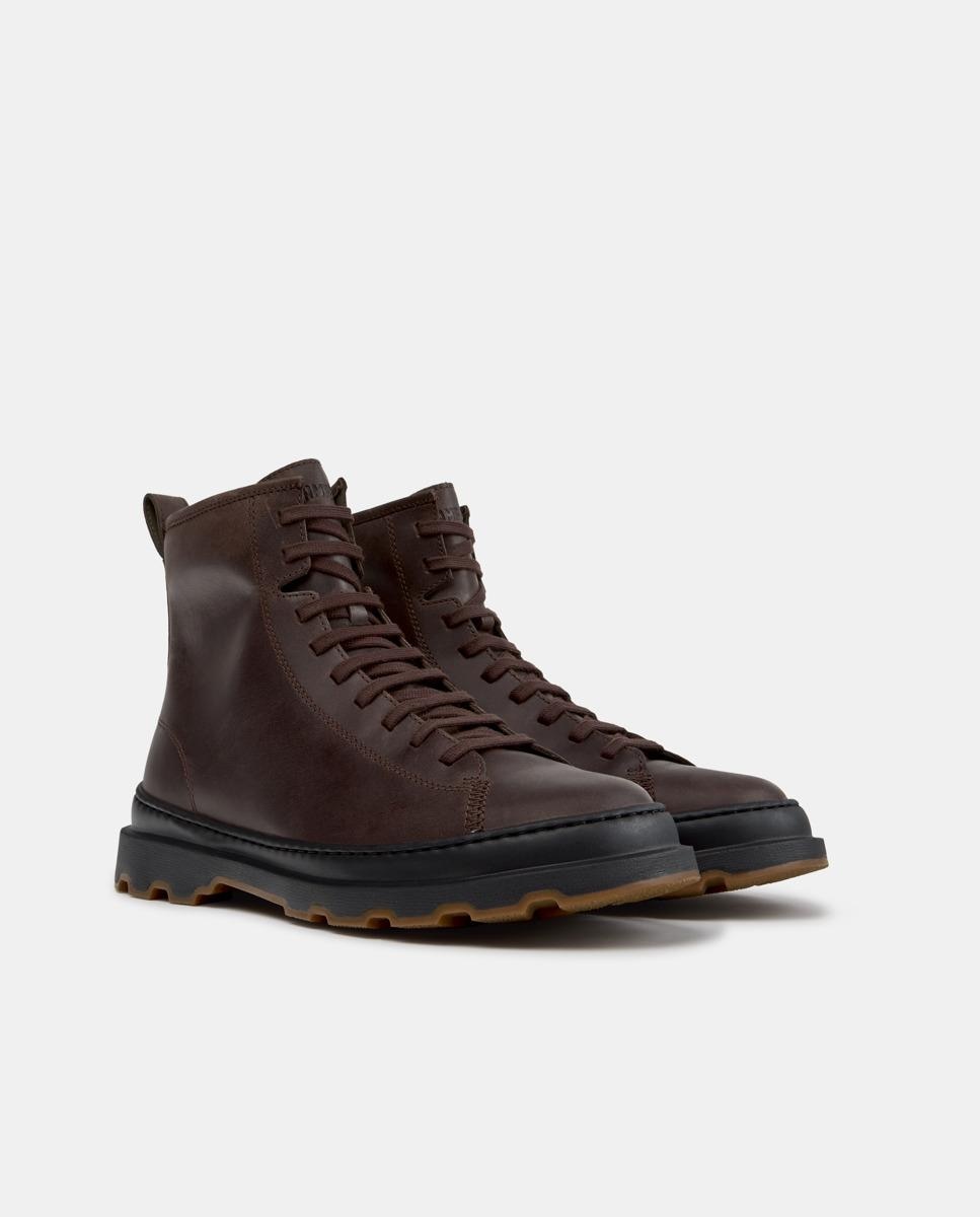 Botins Brutus+ de Pele com Atacadores Castanho-5