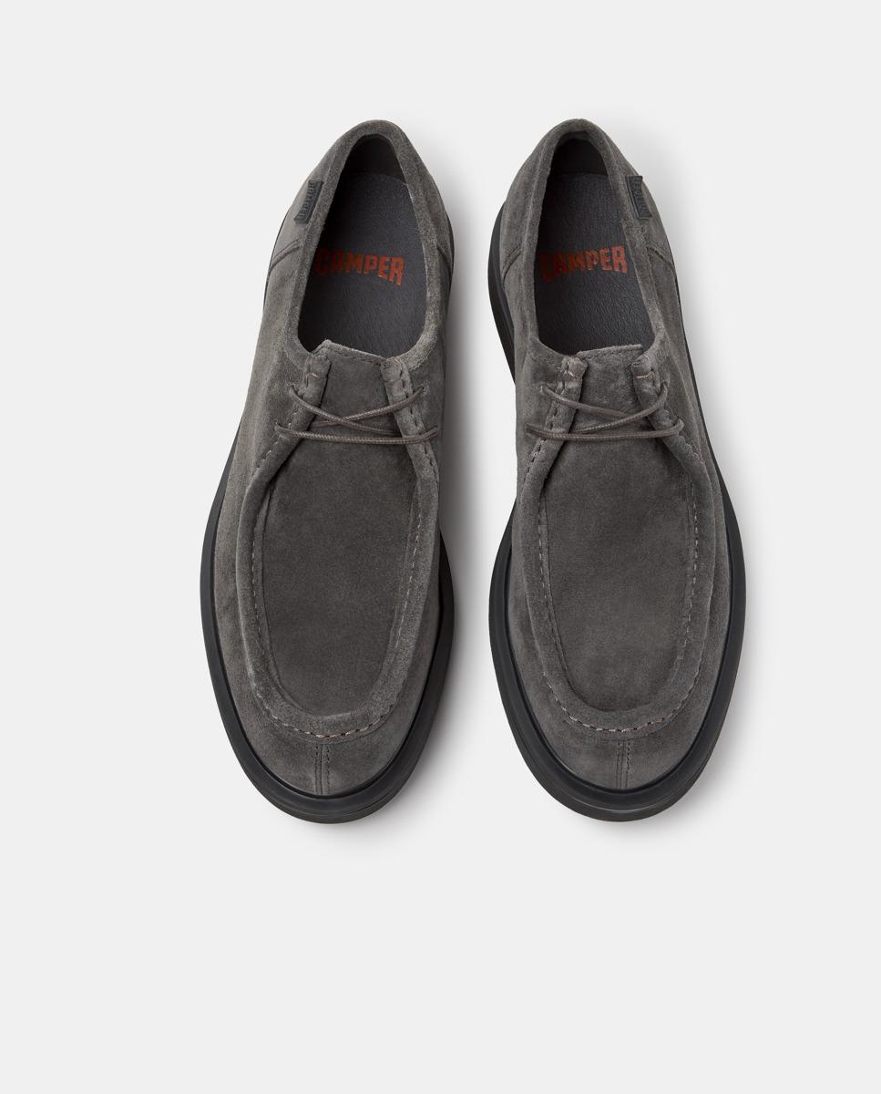 Sapatos de Atacadores Norman de Pele com Palmilha Ultraligeira Cinzento-2