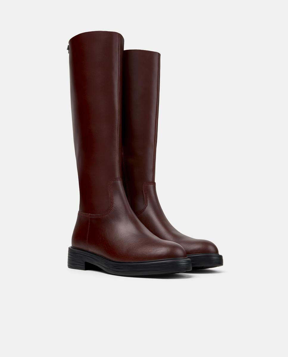 Botas Altas Dean de Pele Bordeaux-2