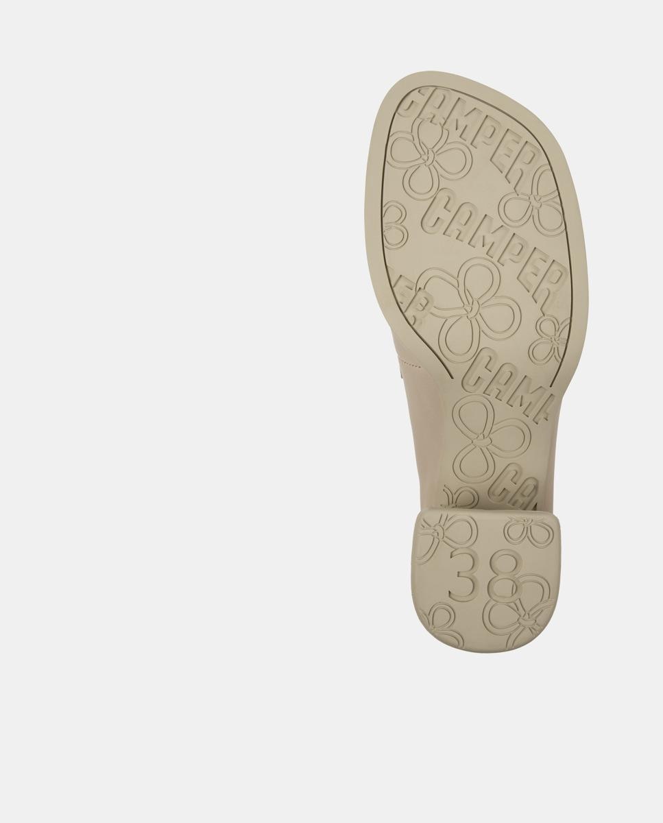 Mocassins com Salto Kora de Pele Bege-4