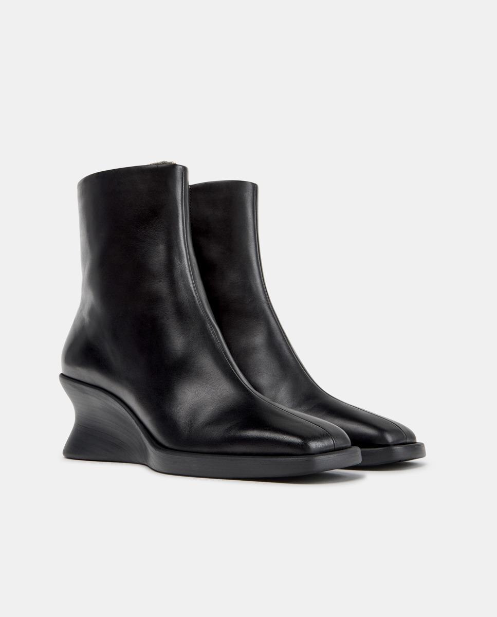 Botins Louise de Pele com Cunha Preto-5