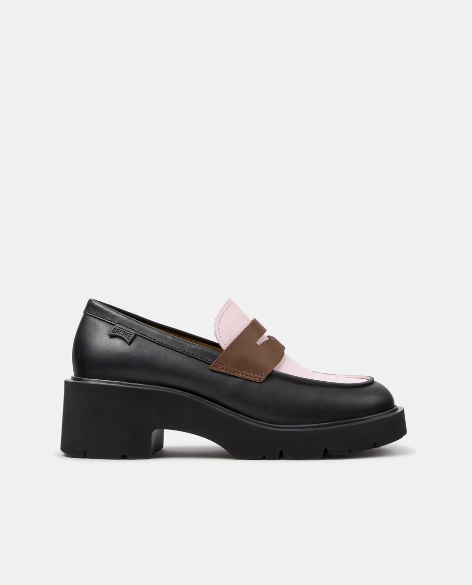 Imagem 0 de Mocassins com Salto Milah Twins de Pele