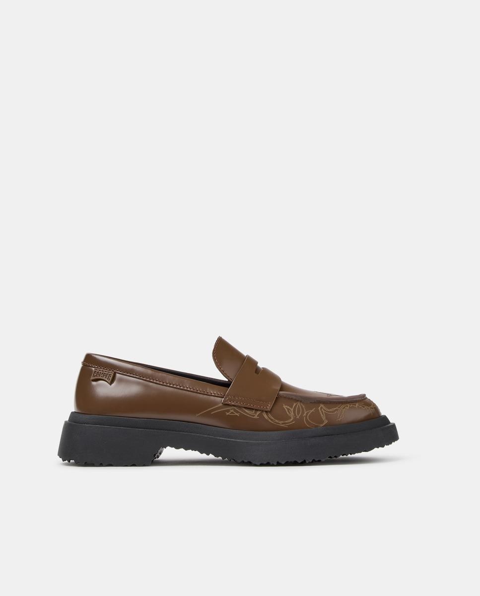 Mocassins de Pele Lisos com Palmilha Amovível Castanho-1