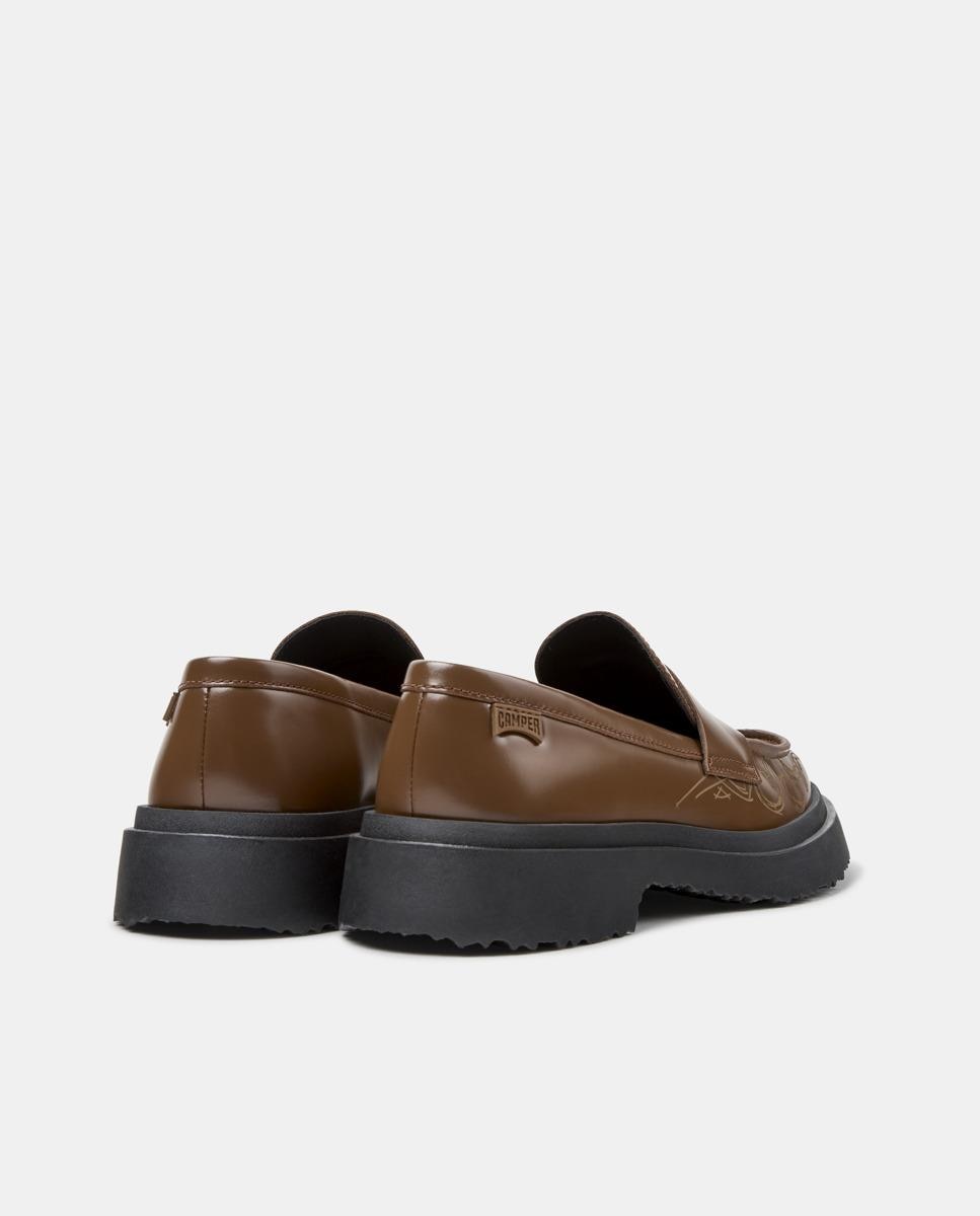 Mocassins de Pele Lisos com Palmilha Amovível Castanho-3