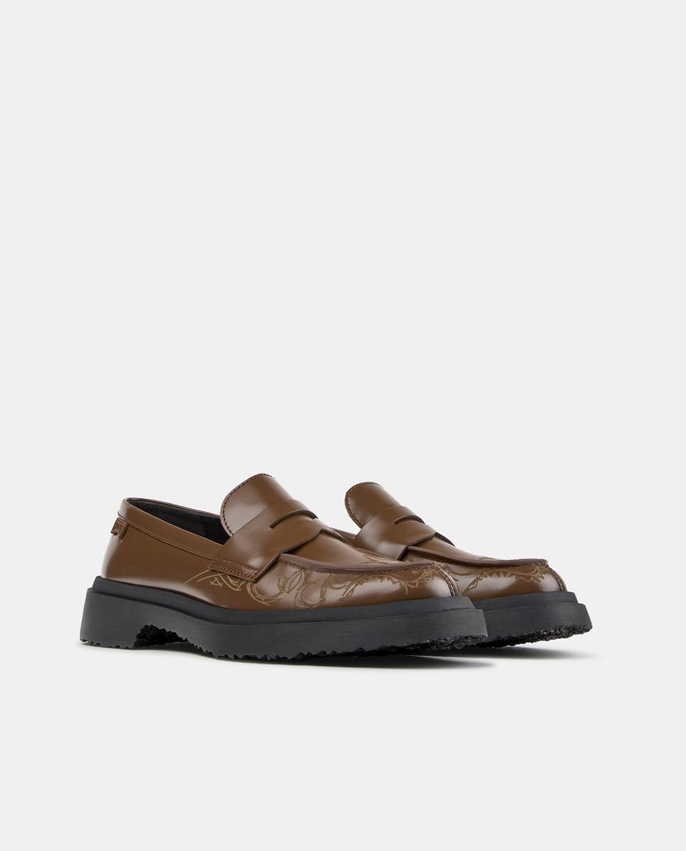 Mocassins de Pele Lisos com Palmilha Amovível Castanho-5
