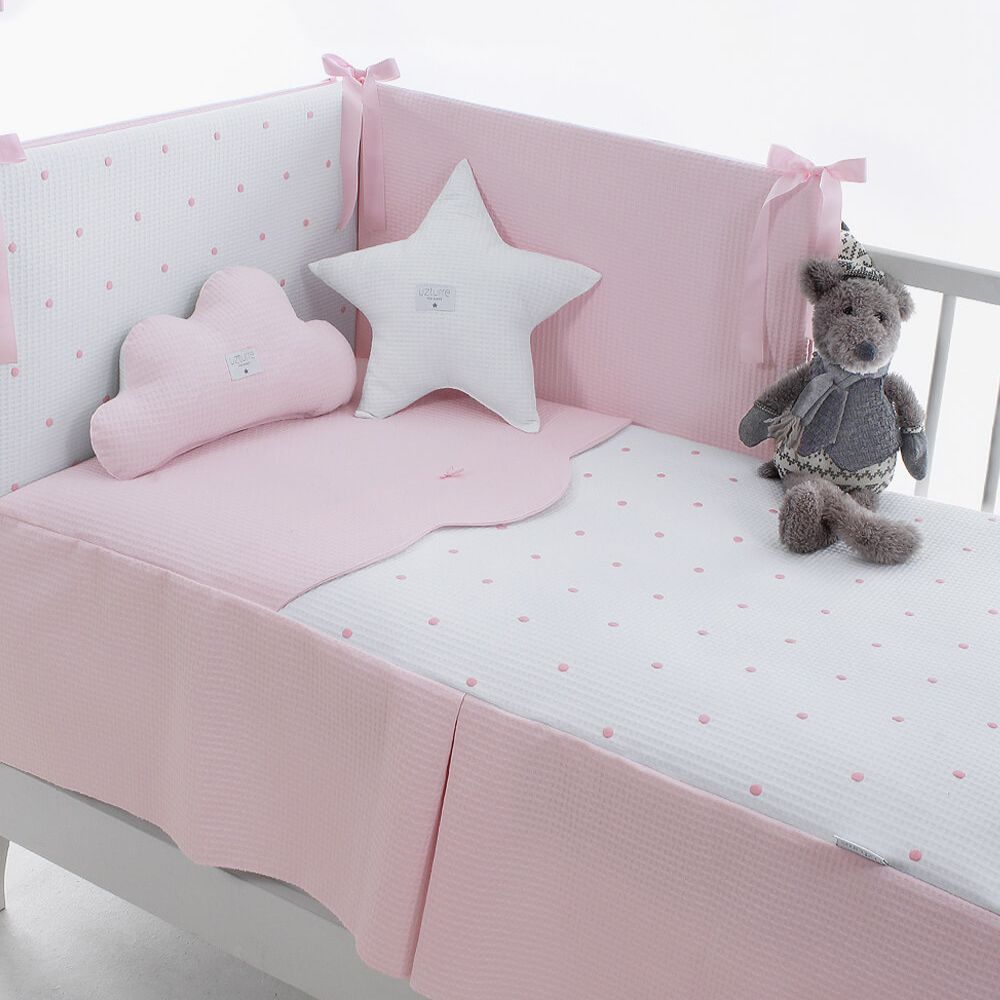 Colcha e Protetor de Berço Uzturre 60x120 Bopi Rosa-1