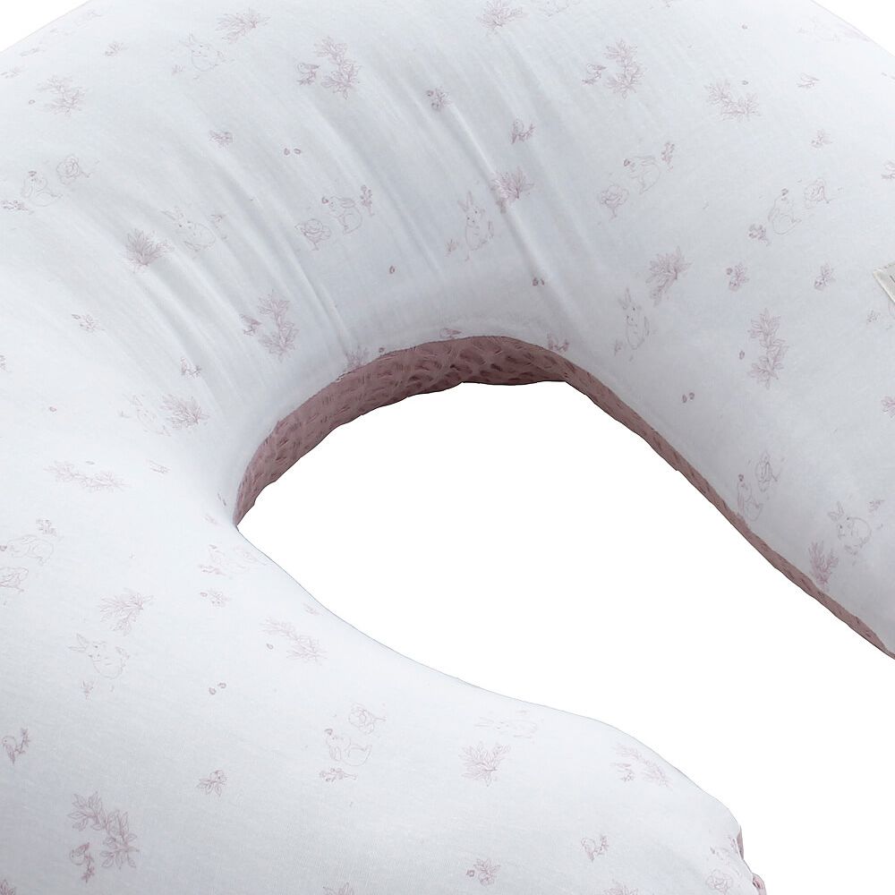 Almofada de Amamentação Uzturre 60x60 com Estampado em Natural Rosa-2