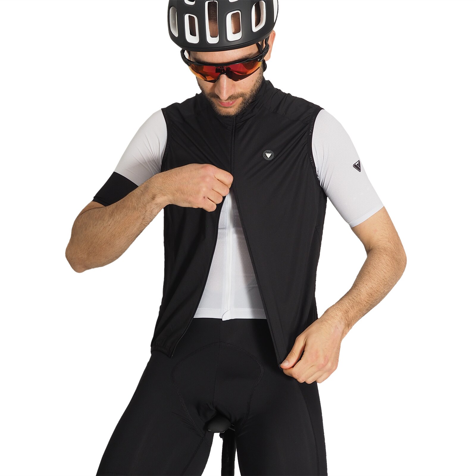 Colete Corta-Ventos de Ciclismo Angello Tsunami Preto-4