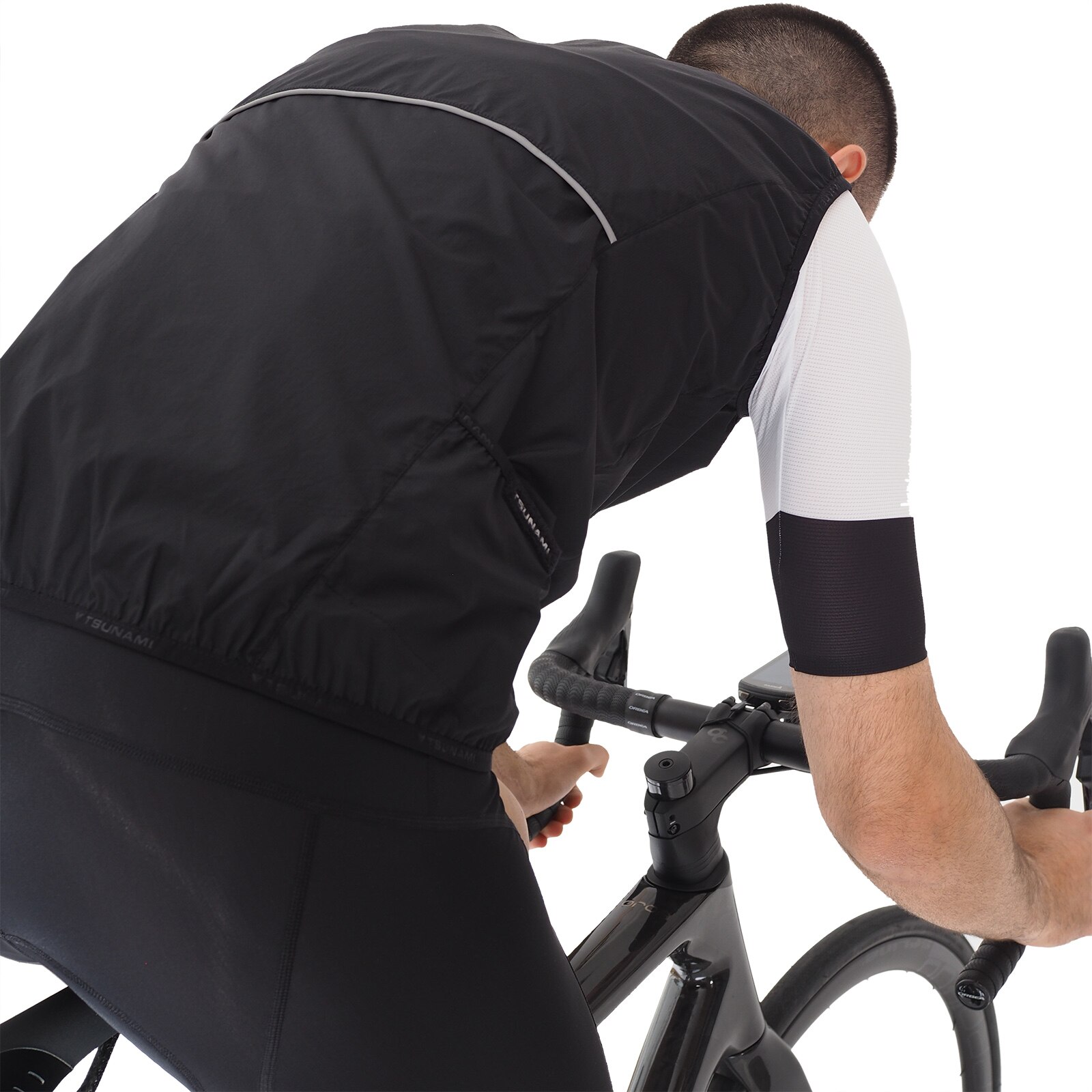 Colete Corta-Ventos de Ciclismo Angello Tsunami Preto-5