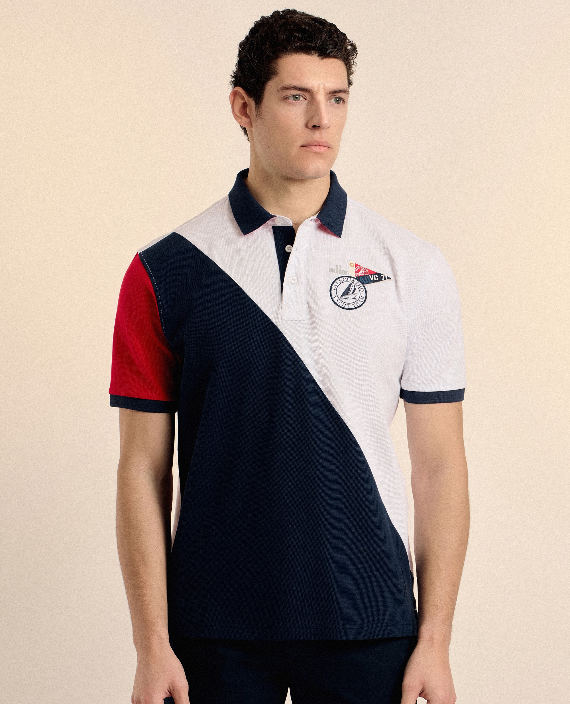Imagem 0 de Polo de Piqué Multicolor de Manga Curta