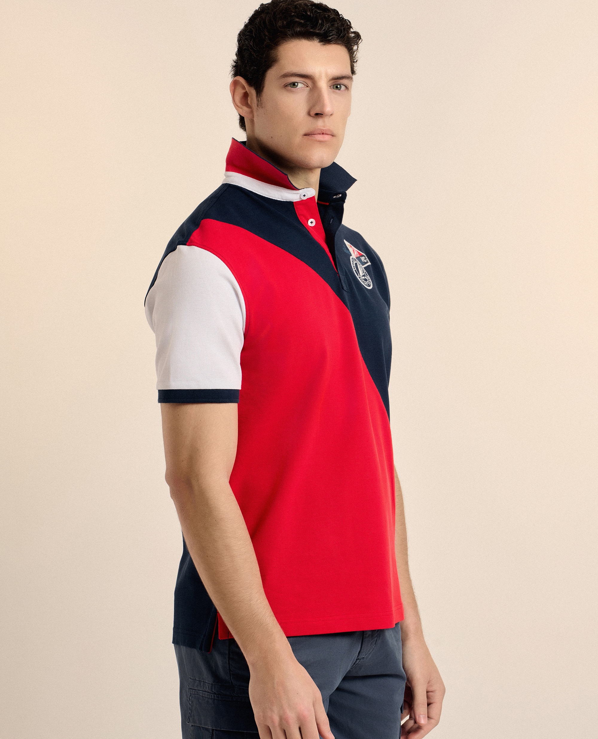 Imagem 0 de Polo de Piqué Multicolor de Manga Curta