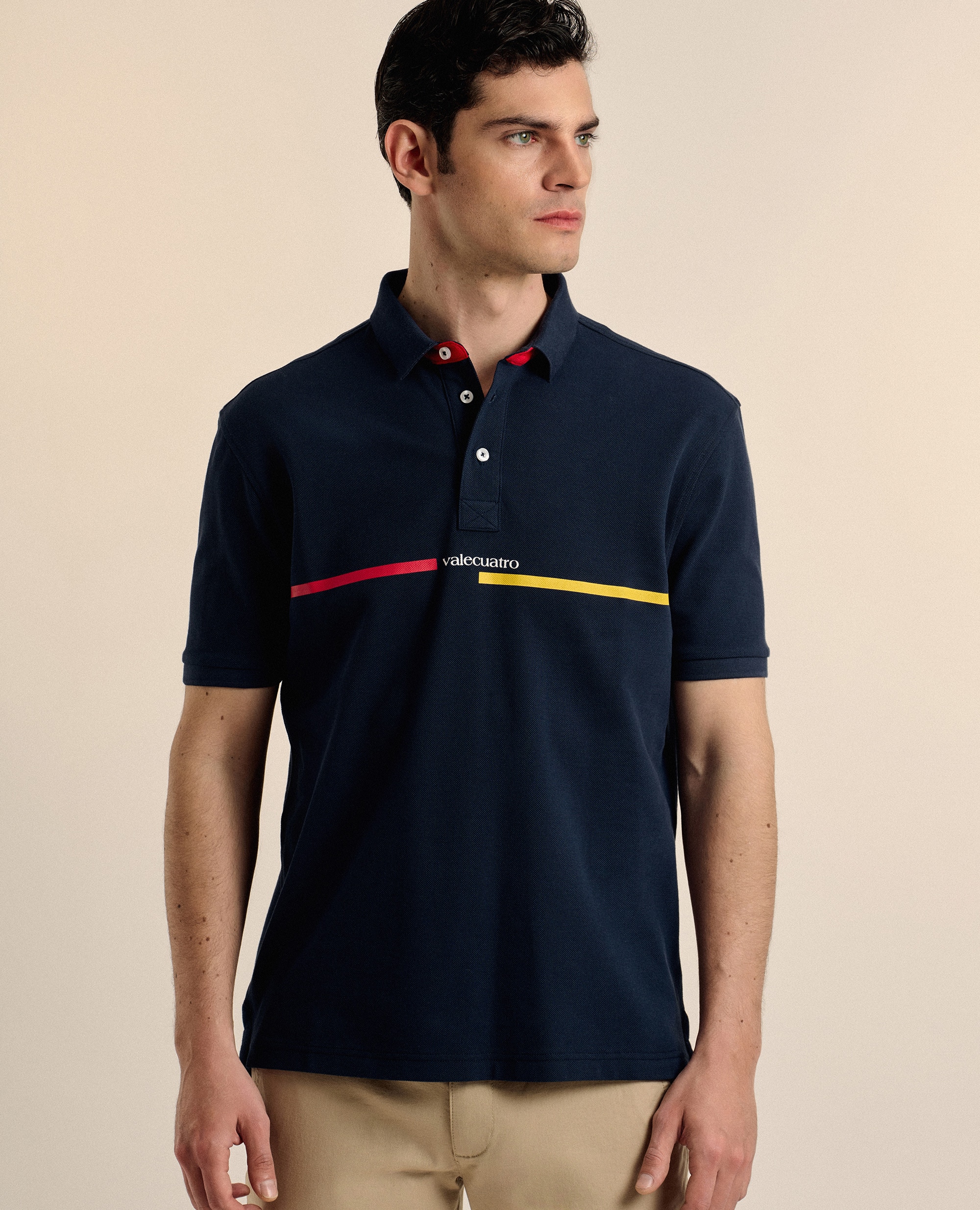 Imagem 0 de Polo de Piqué em Azul-marinho de Manga Curta