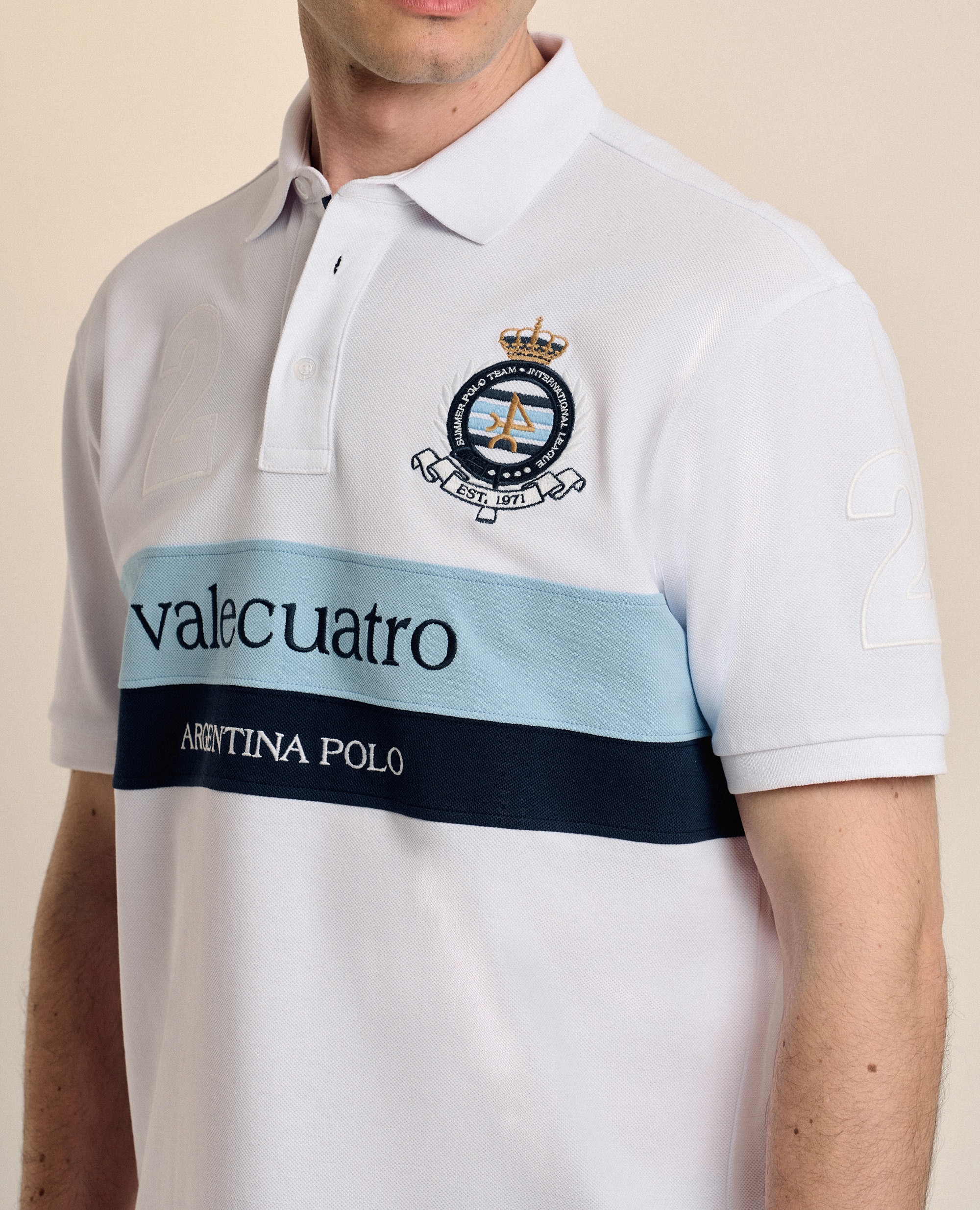 Polo de Piqué Corte Classic de Manga Curta Branco-5