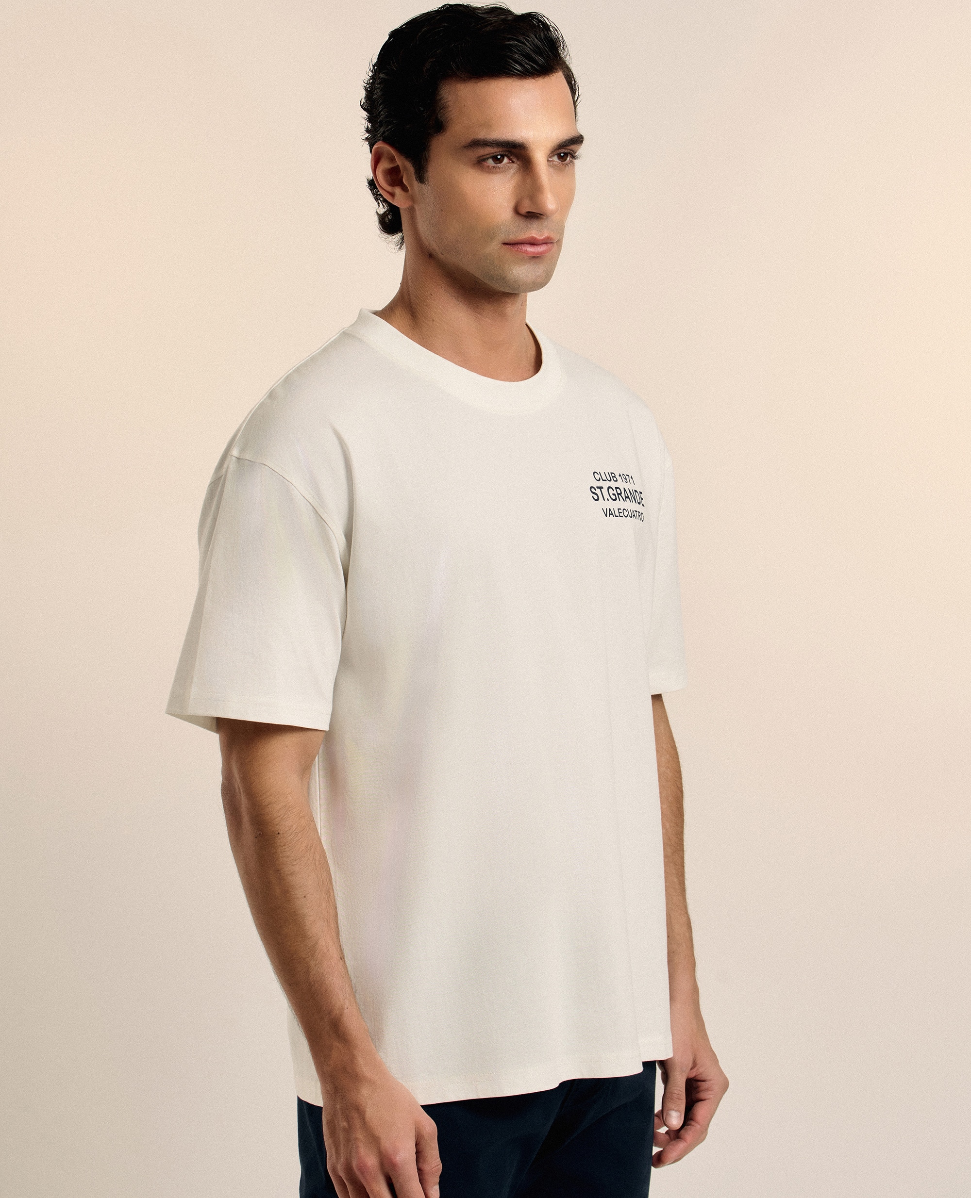 T-shirt de Manga Curta Estampada Branco-5