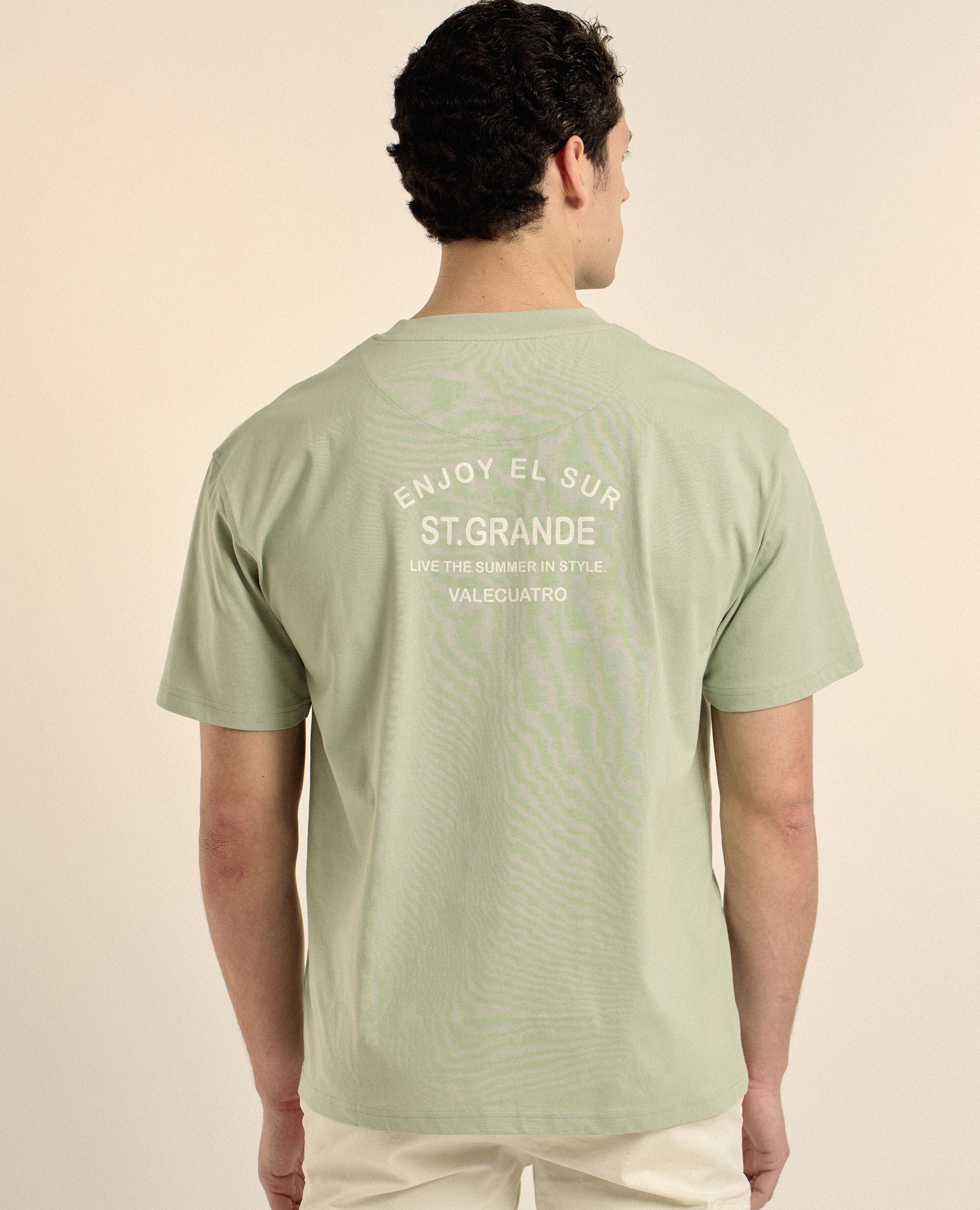 T-shirt de Manga Curta Estampada Verde-claro-2