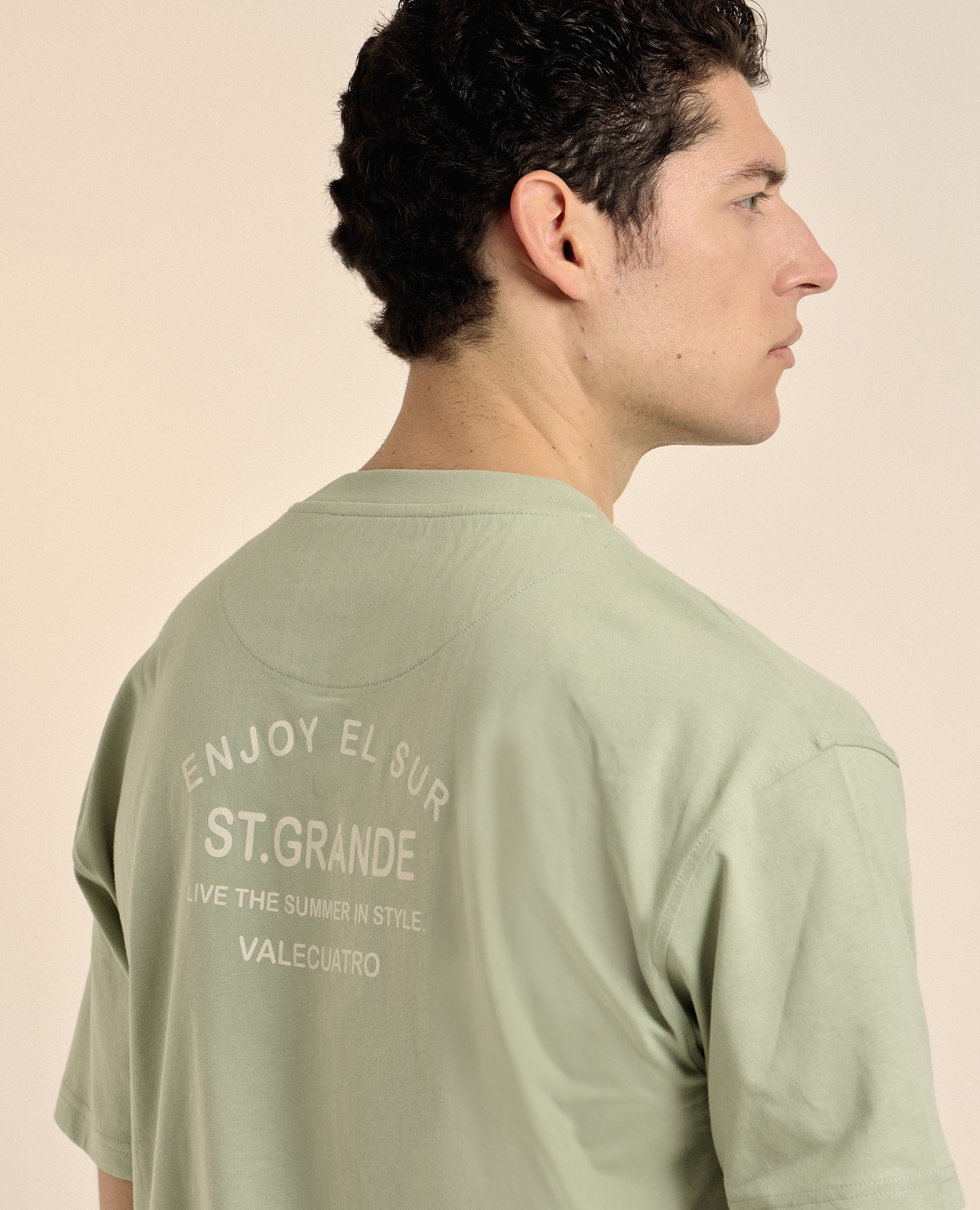 T-shirt de Manga Curta Estampada Verde-claro-5