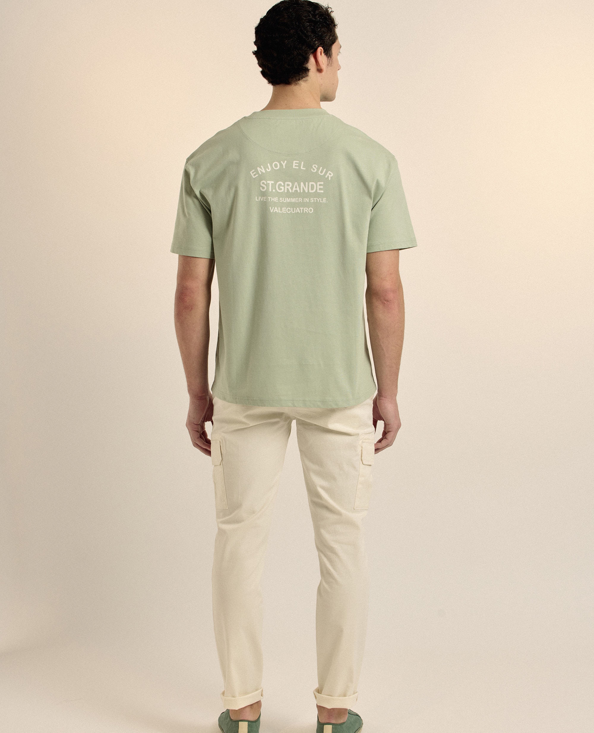 T-shirt de Manga Curta Estampada Verde-claro-6