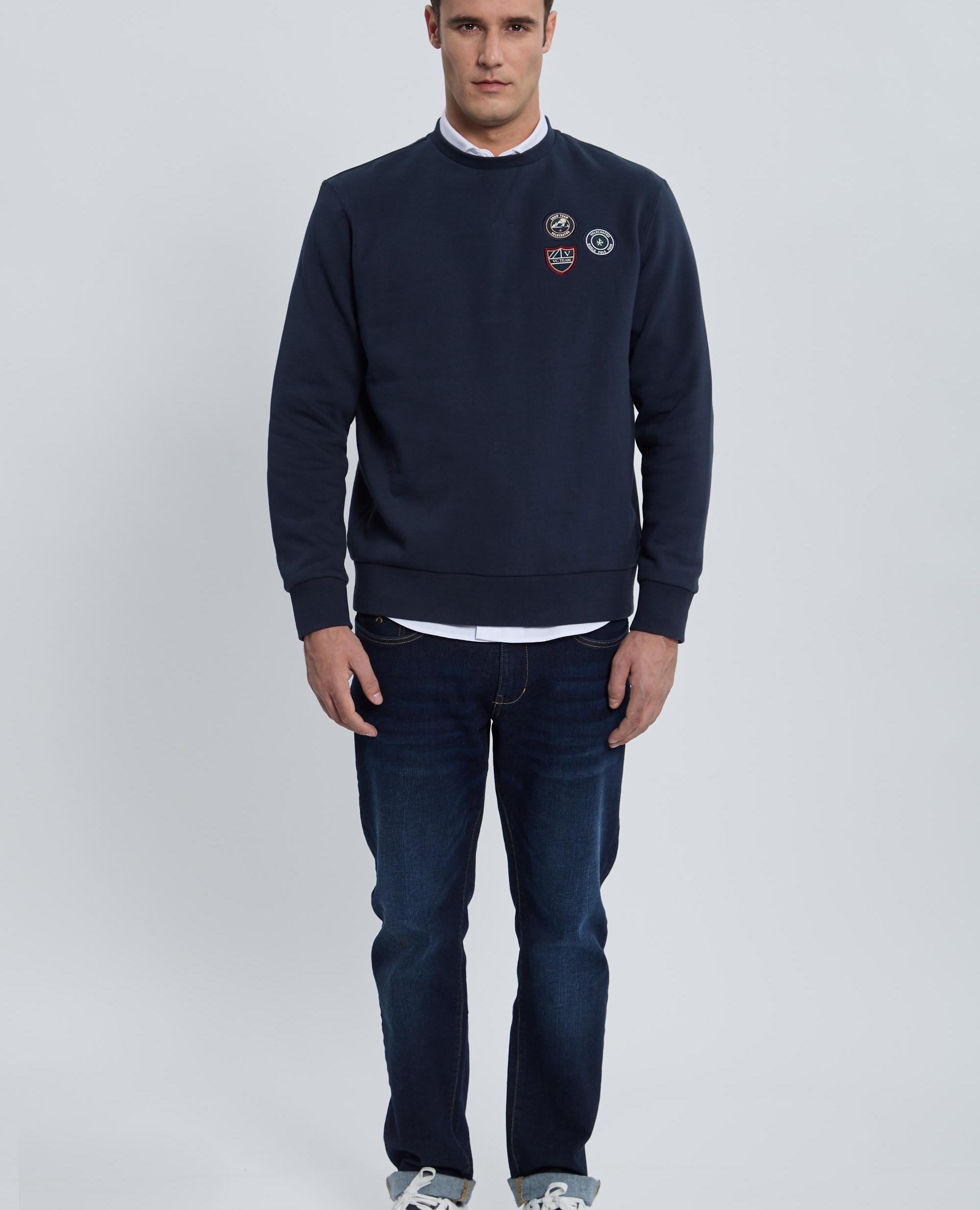 Sweatshirt com Gola Redonda Azul-marinho-4
