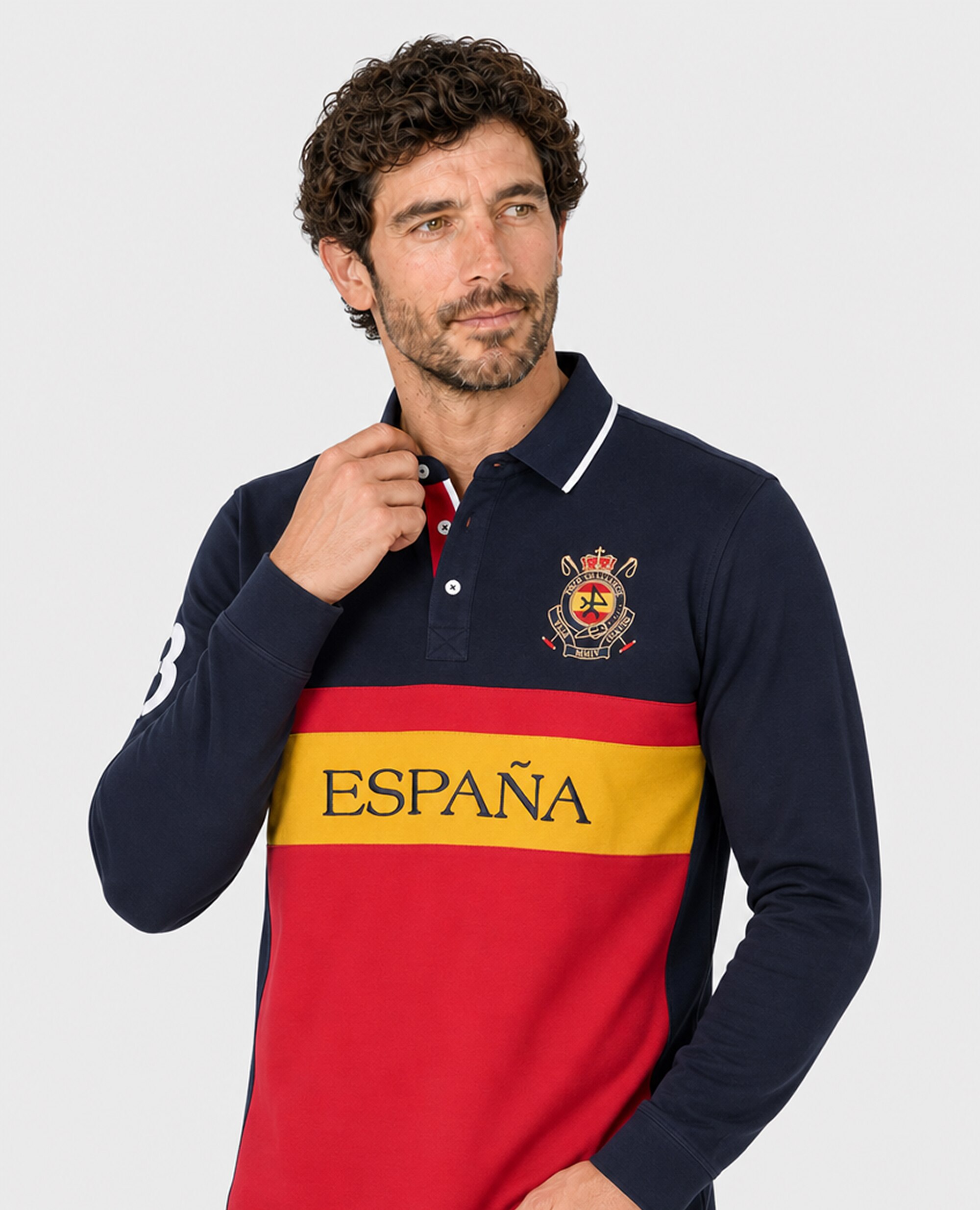 Imagem 0 de Polo de Piqué Corte Classic Azul-marinho de Manga Comprida