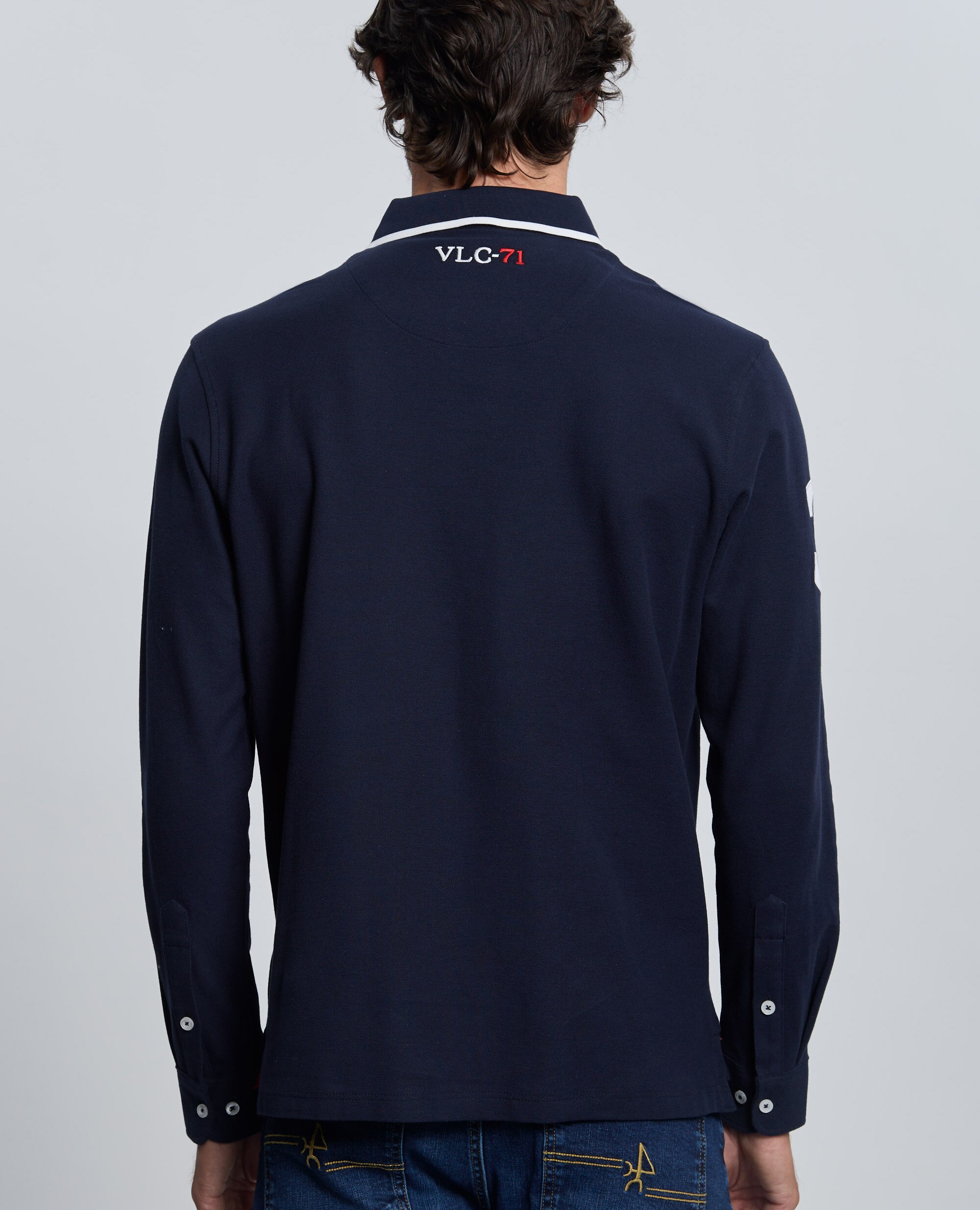 Polo de Piqué Corte Classic Azul-marinho de Manga Comprida Multicolor-2