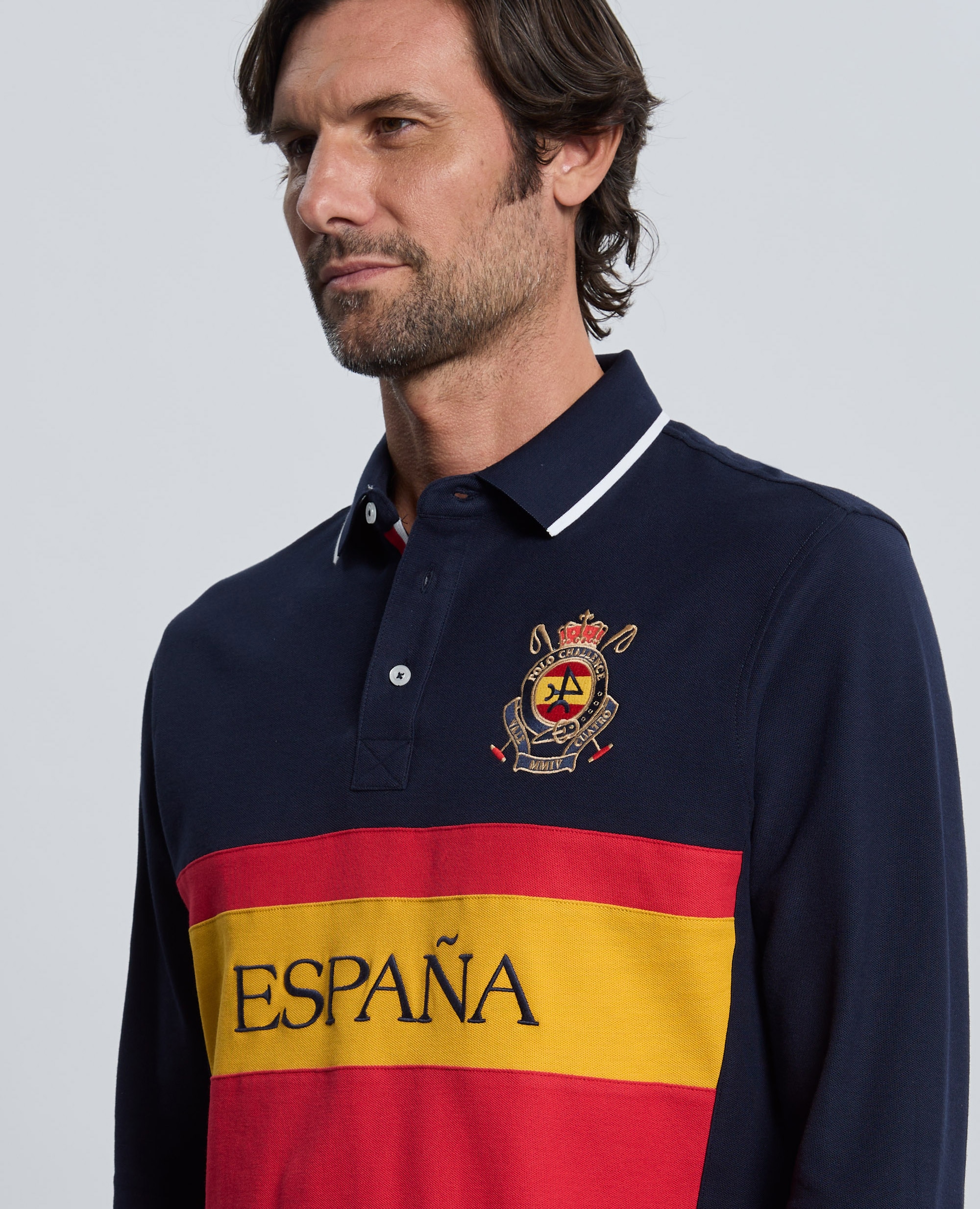 Polo de Piqué Corte Classic Azul-marinho de Manga Comprida Multicolor-3