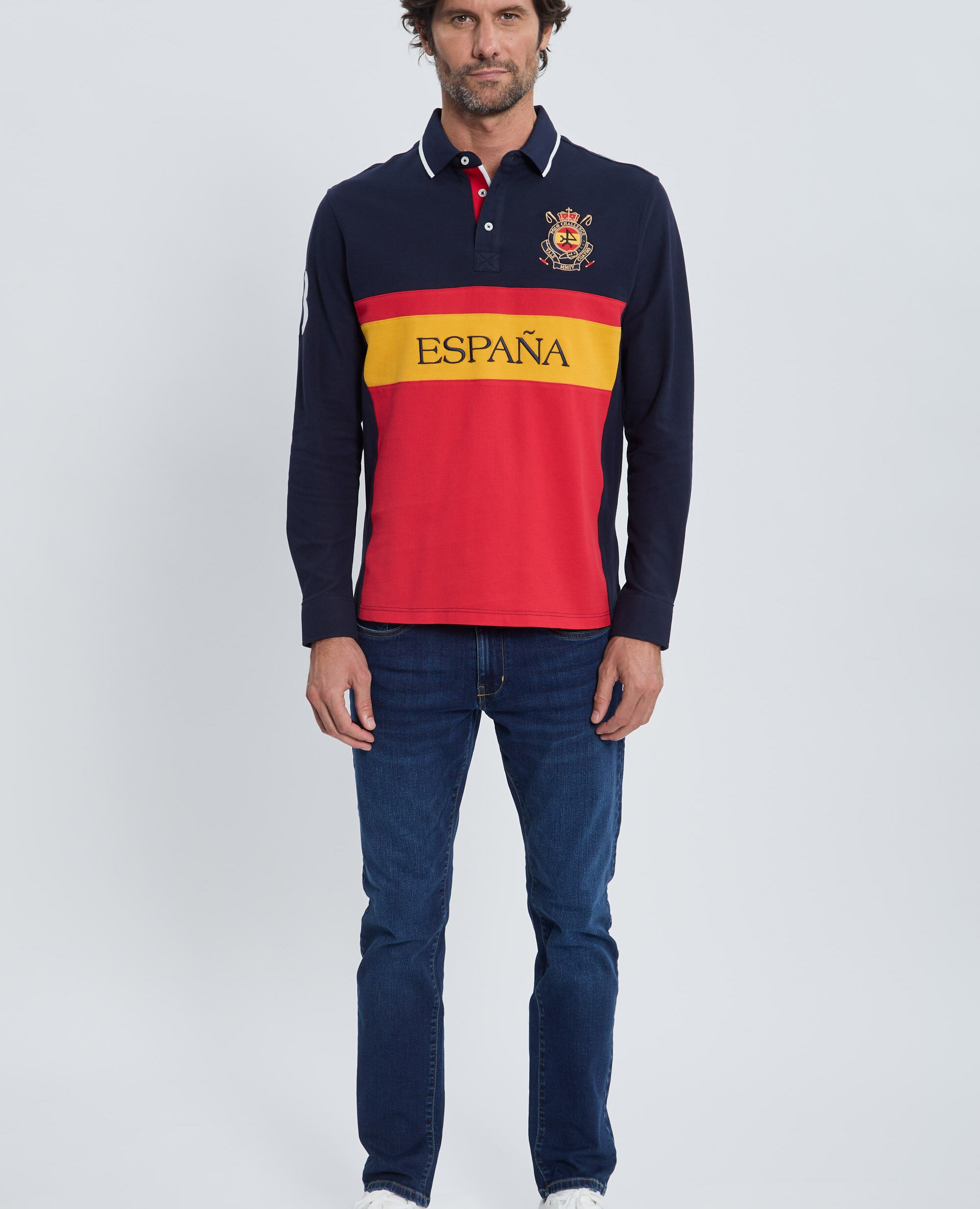 Polo de Piqué Corte Classic Azul-marinho de Manga Comprida Multicolor-4