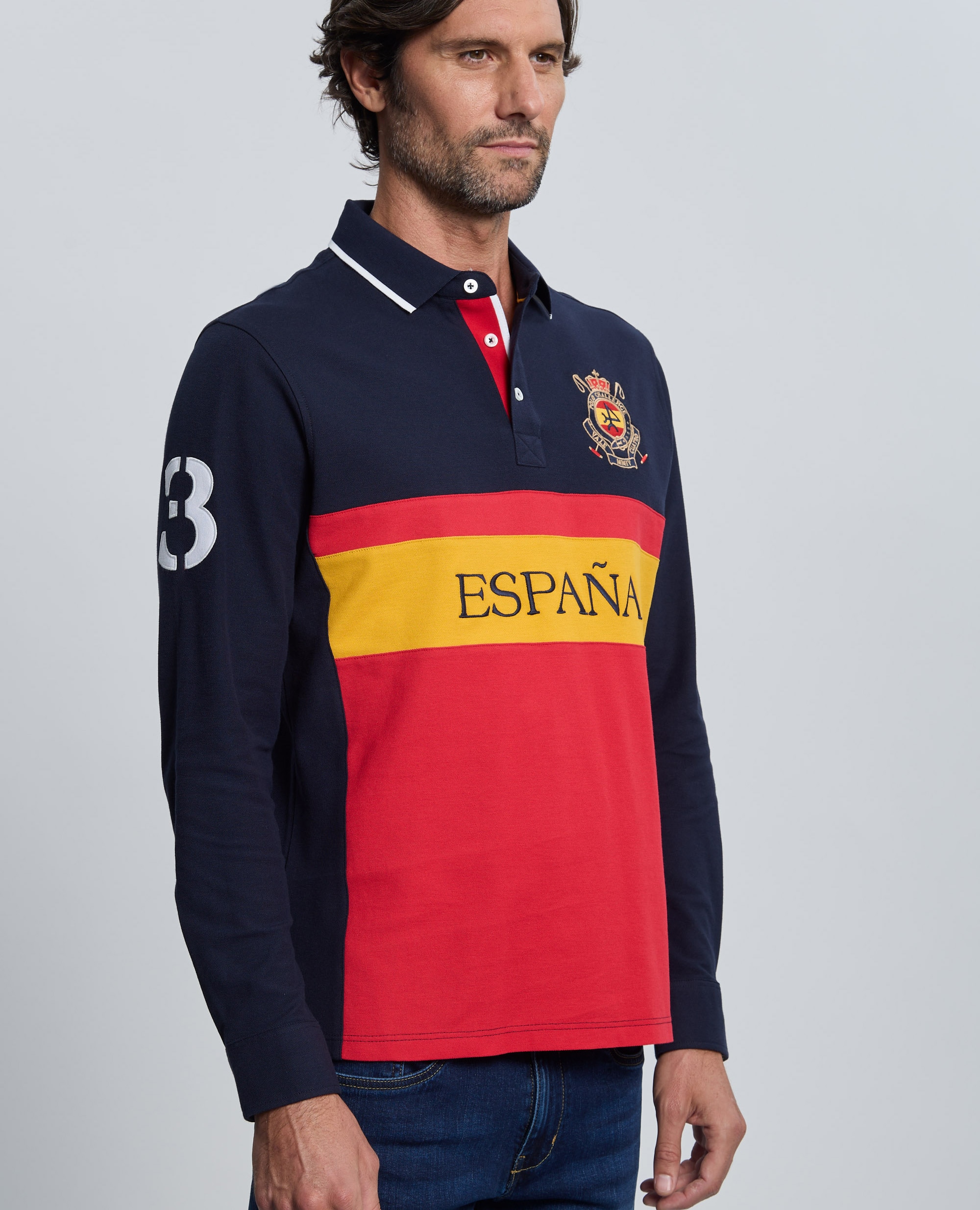Polo de Piqué Corte Classic Azul-marinho de Manga Comprida Multicolor-6