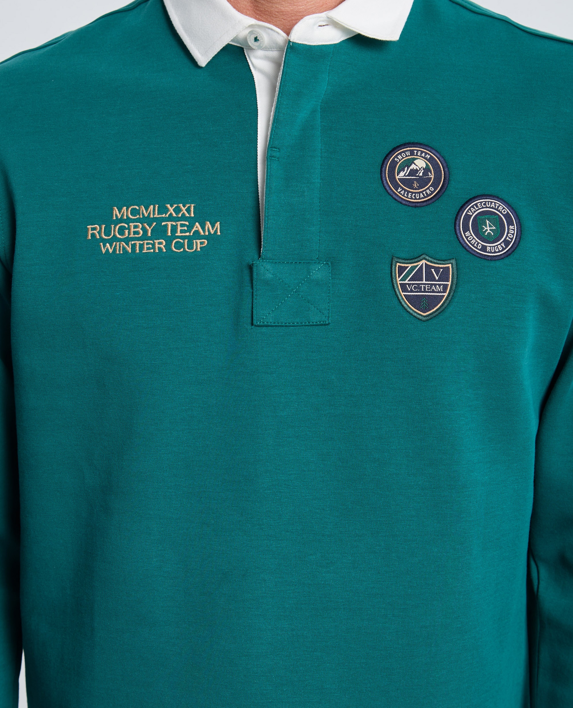 Polo Corte Classic de Manga Comprida Multiestampado Verde-escuro-6