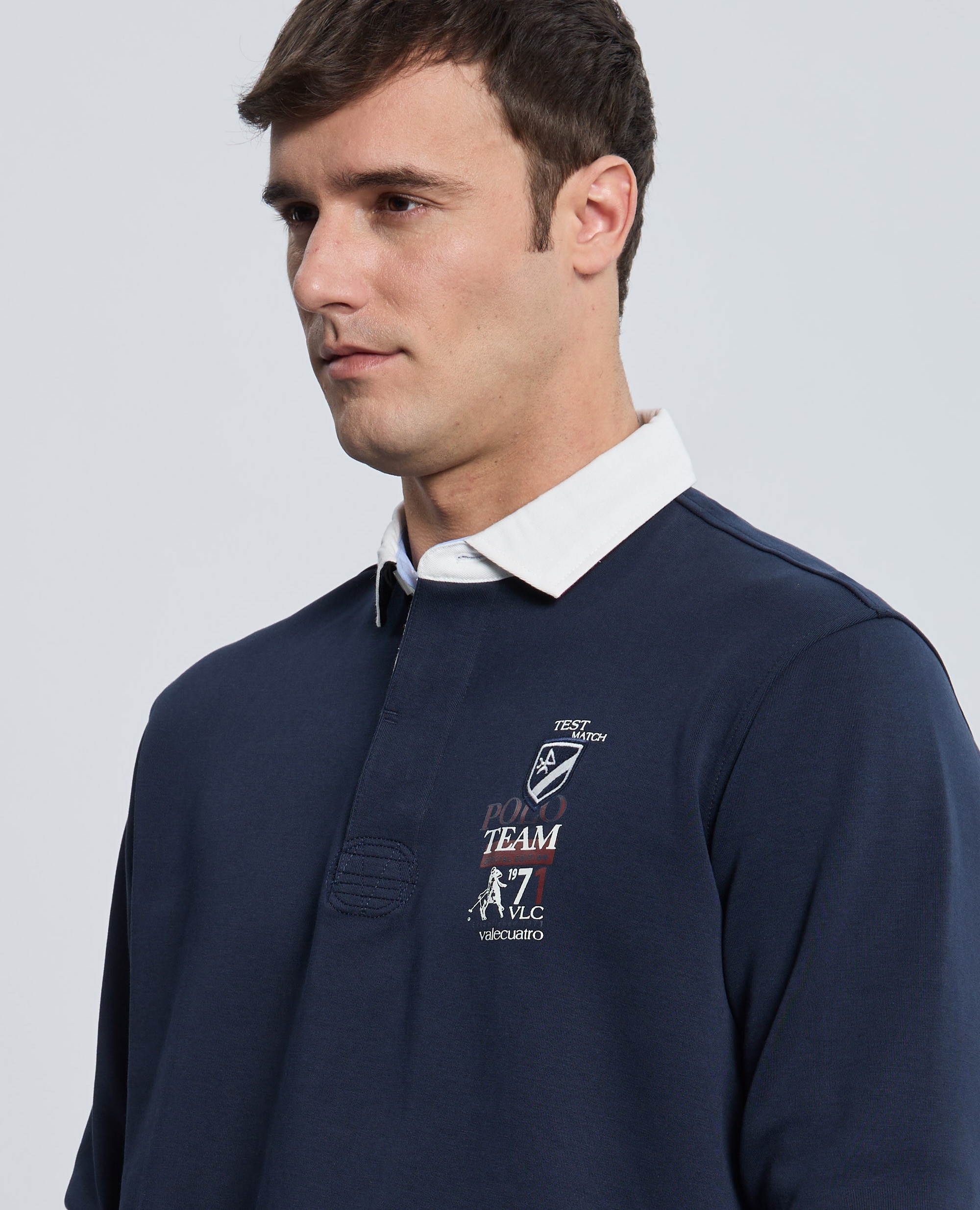 Polo Corte Classic de Manga Comprida Multiestampado Azul-marinho-3
