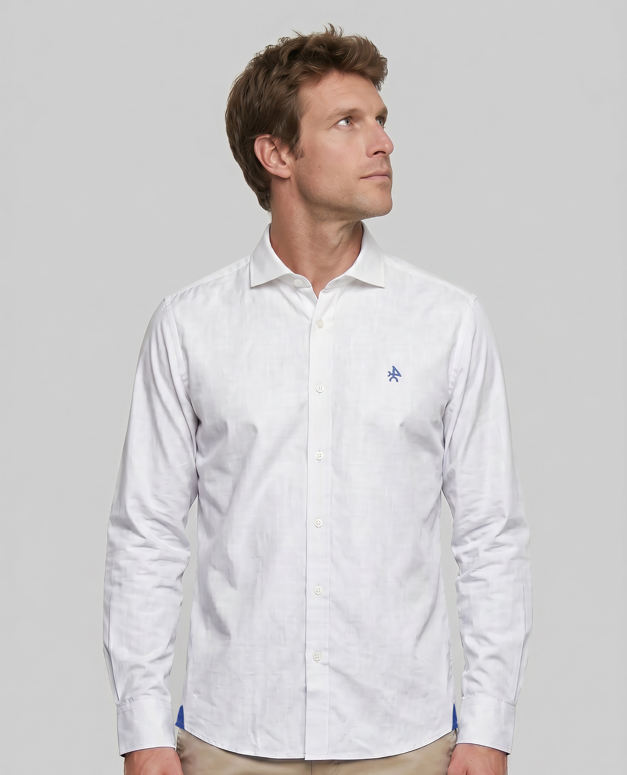 Camisa de Linho Corte Classic Lisa Branco-1