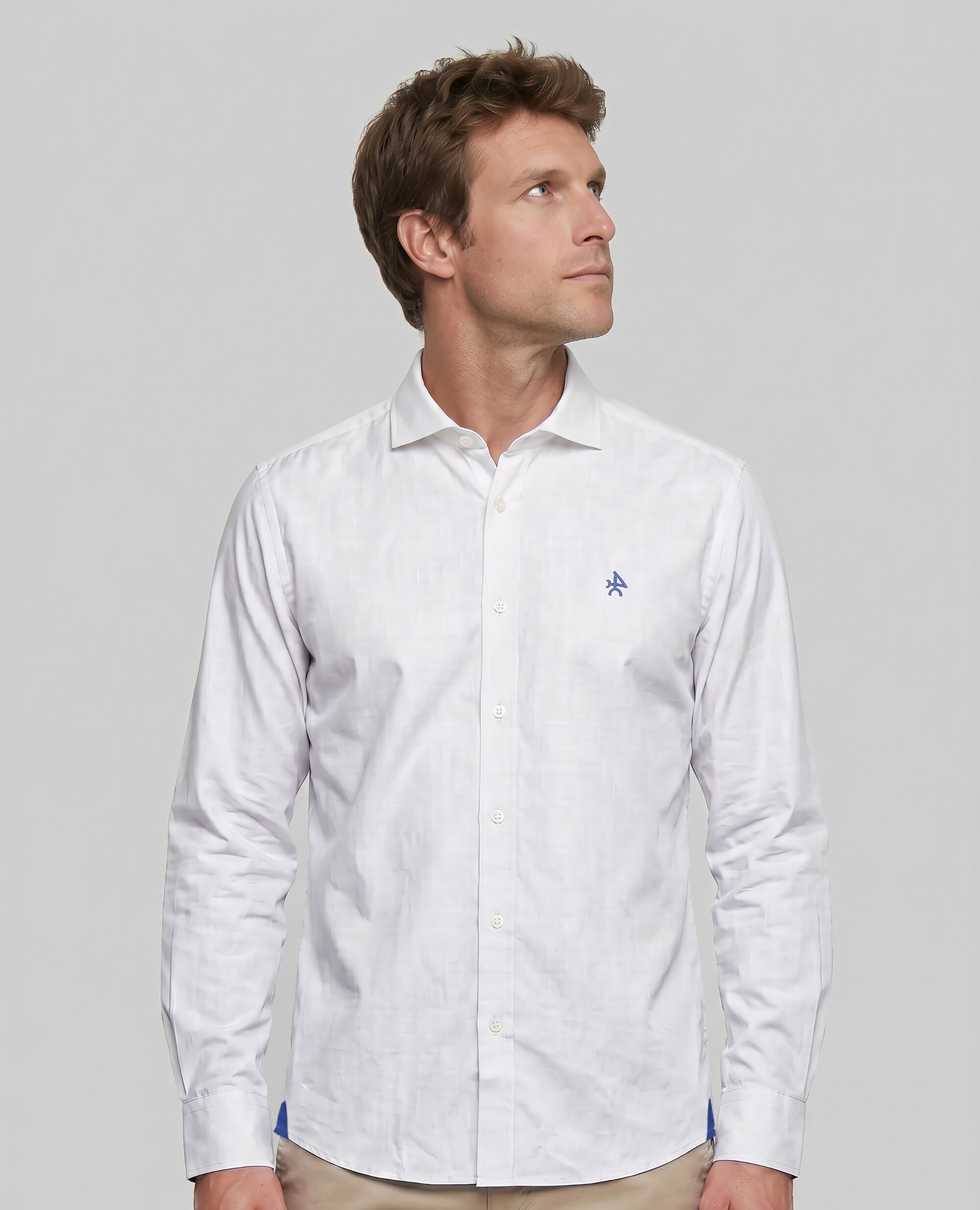 Camisa de Linho Corte Classic Lisa Branco-1