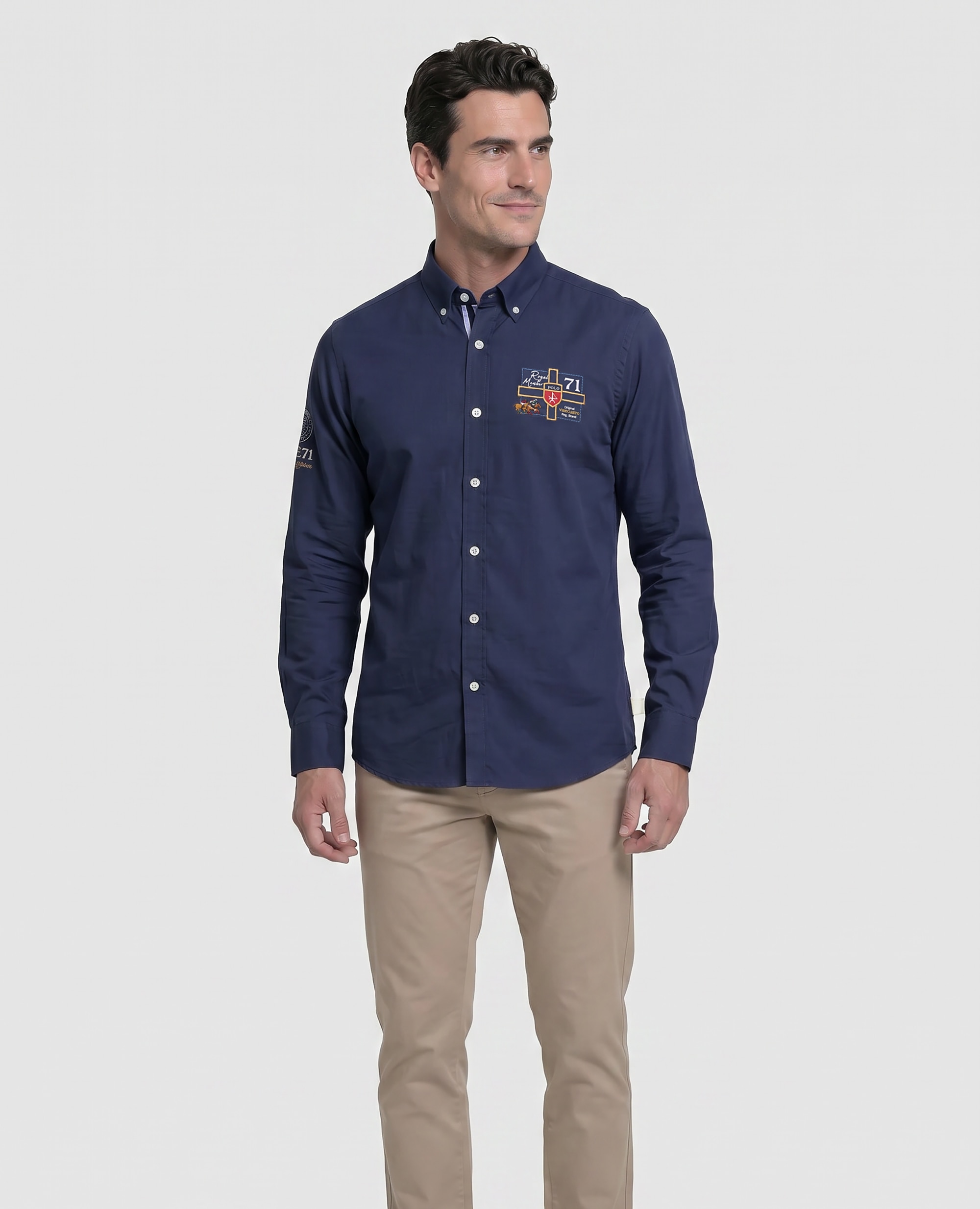 Camisa Popelina Corte Classic Multiestampado Azul-marinho-4