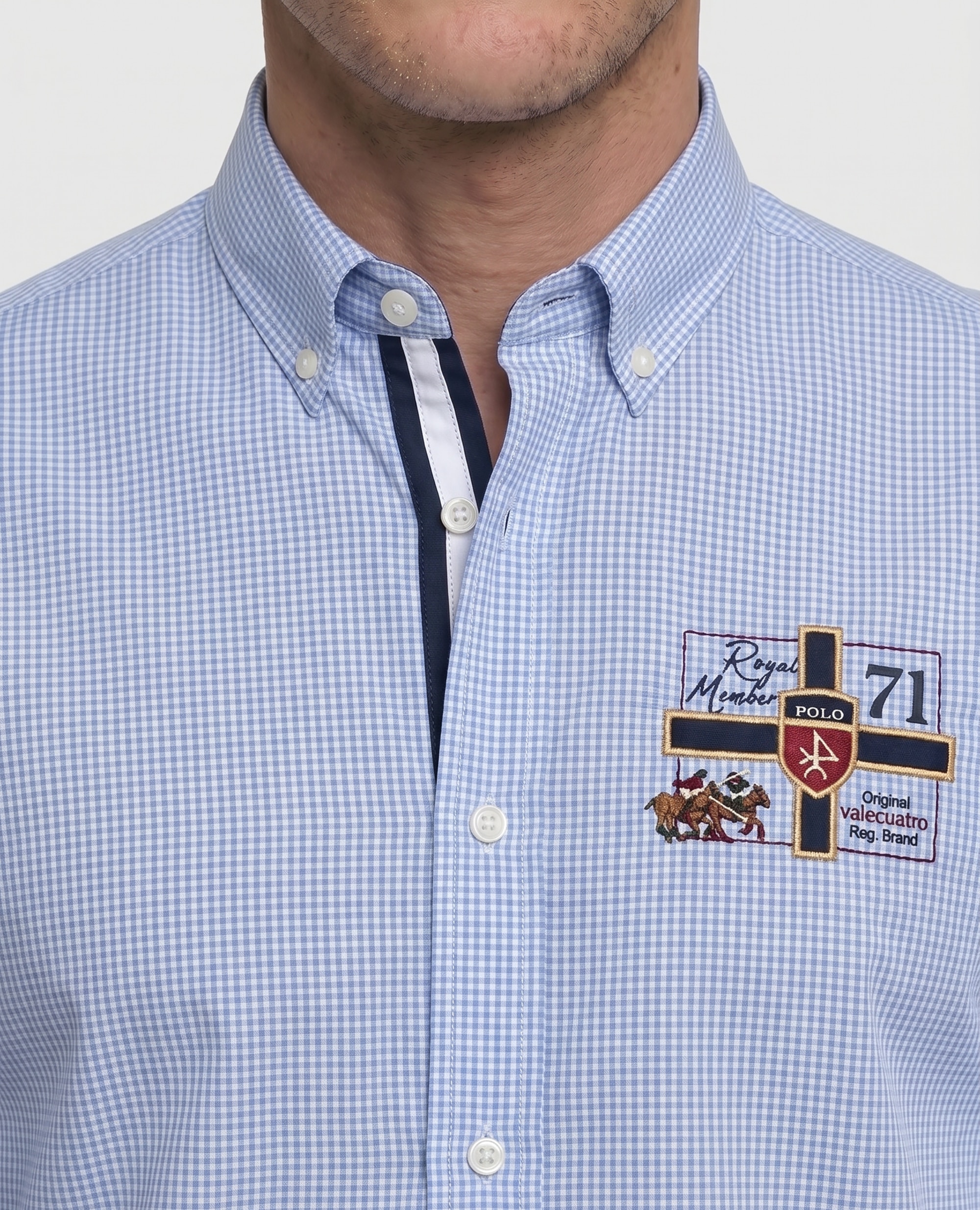 Camisa Popelina Corte Classic Multiestampado Azul-celeste-3