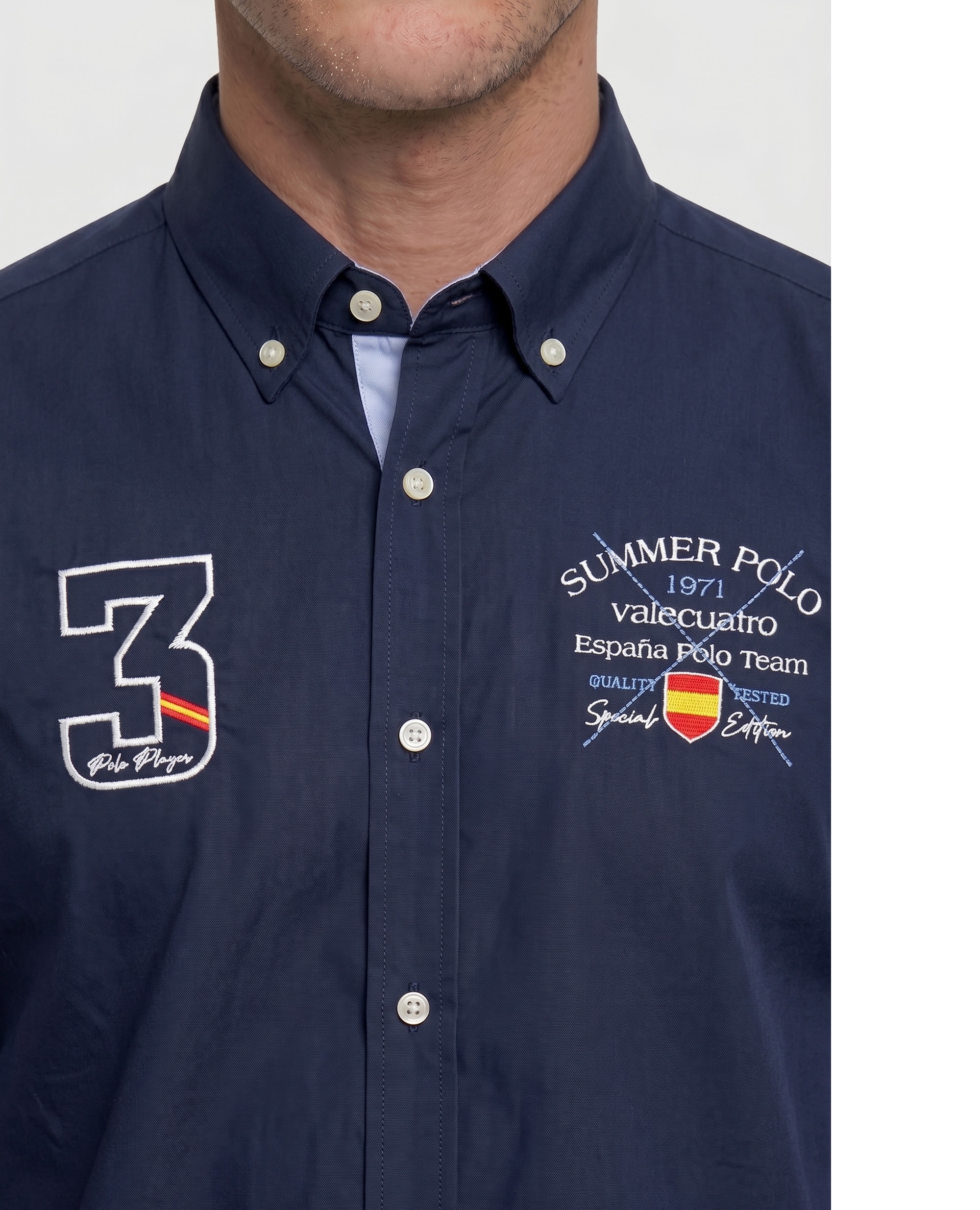 Camisa Popelina Corte Classic Multiestampado Azul-marinho-3