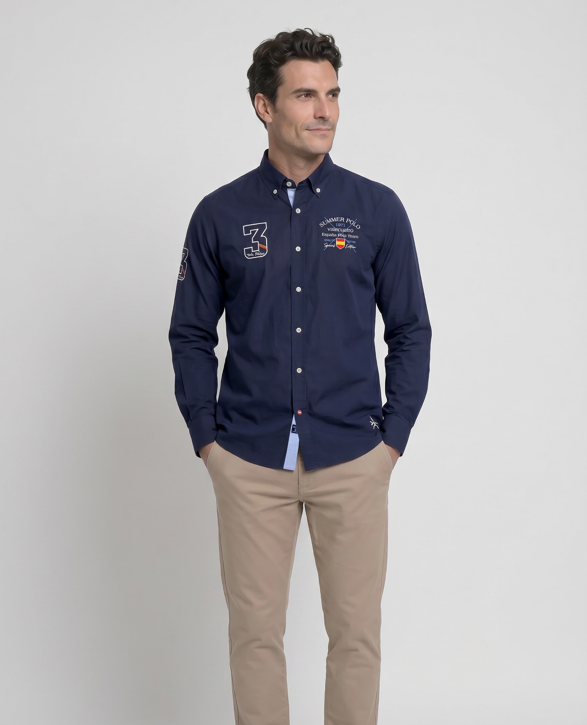 Camisa Popelina Corte Classic Multiestampado Azul-marinho-4