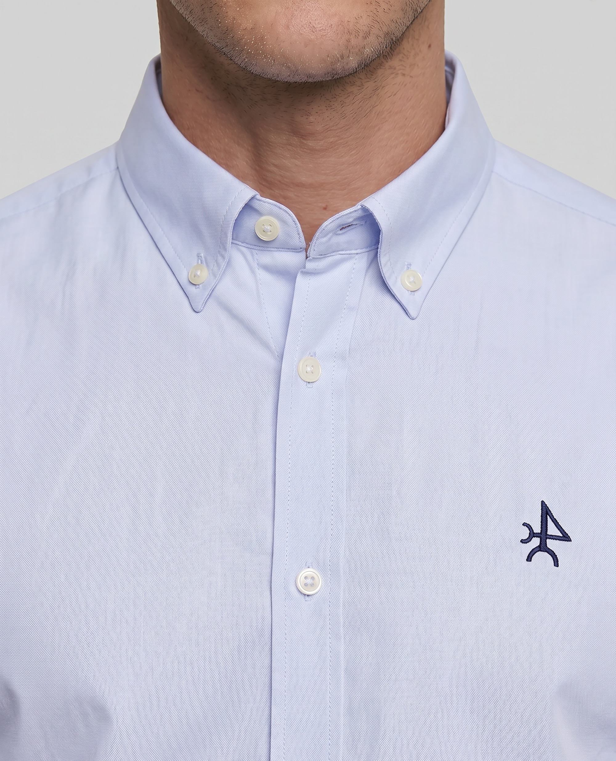 Camisa em Popelina de Corte Classic Lisa Azul-celeste-3
