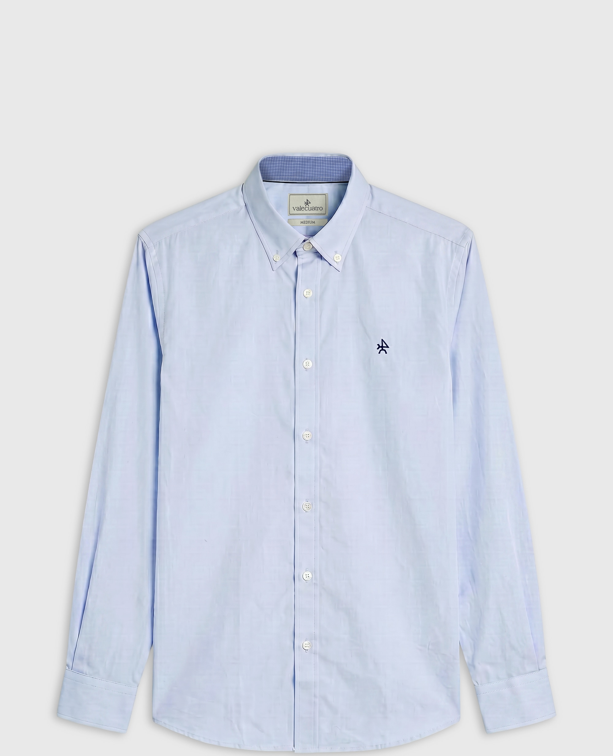 Camisa em Popelina de Corte Classic Lisa Azul-celeste-5