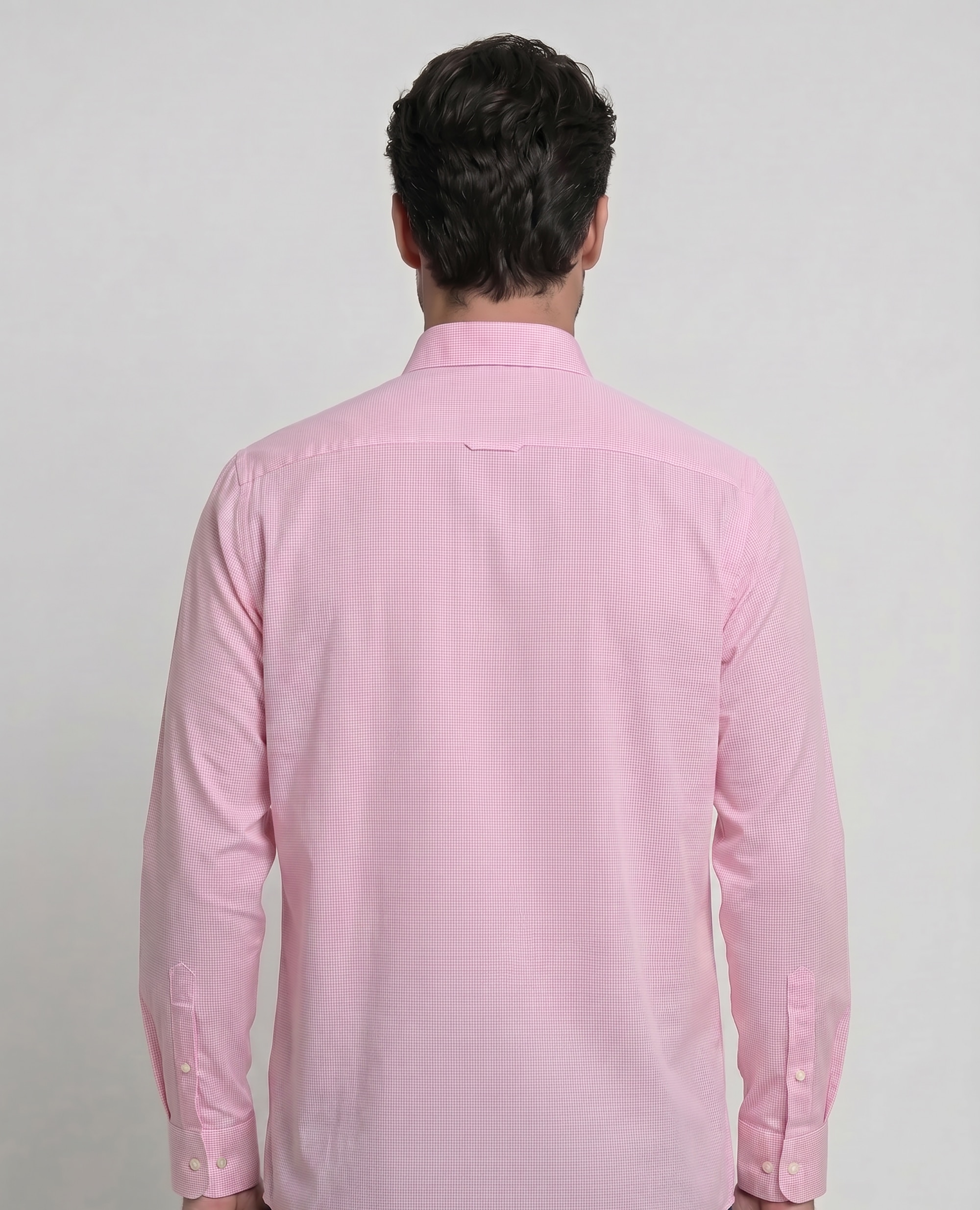 Camisa Popelina Corte Classic Aos Quadrados Rosa-2