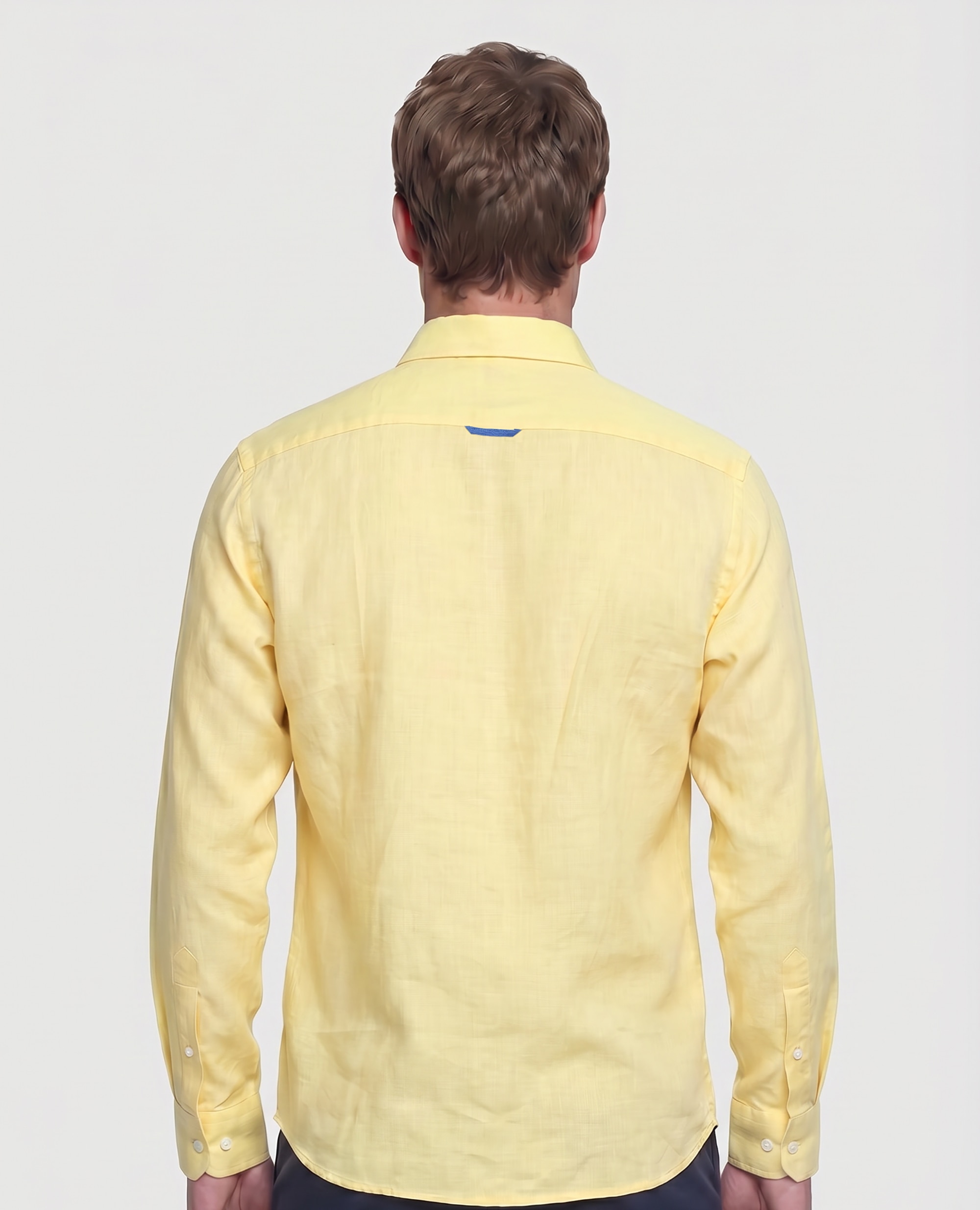 Camisa de Linho Corte Classic Lisa Amarelo-2