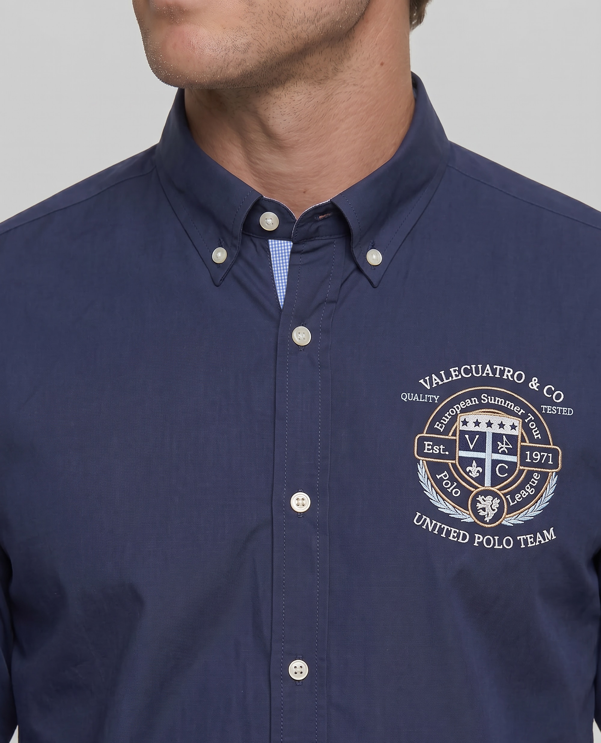 Camisa Popelina Corte Classic Multiestampado Azul-marinho-3