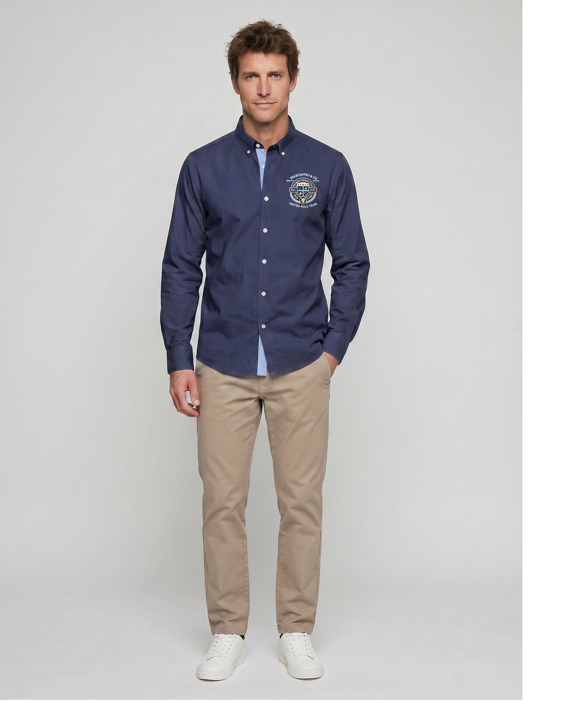 Camisa Popelina Corte Classic Multiestampado Azul-marinho-4