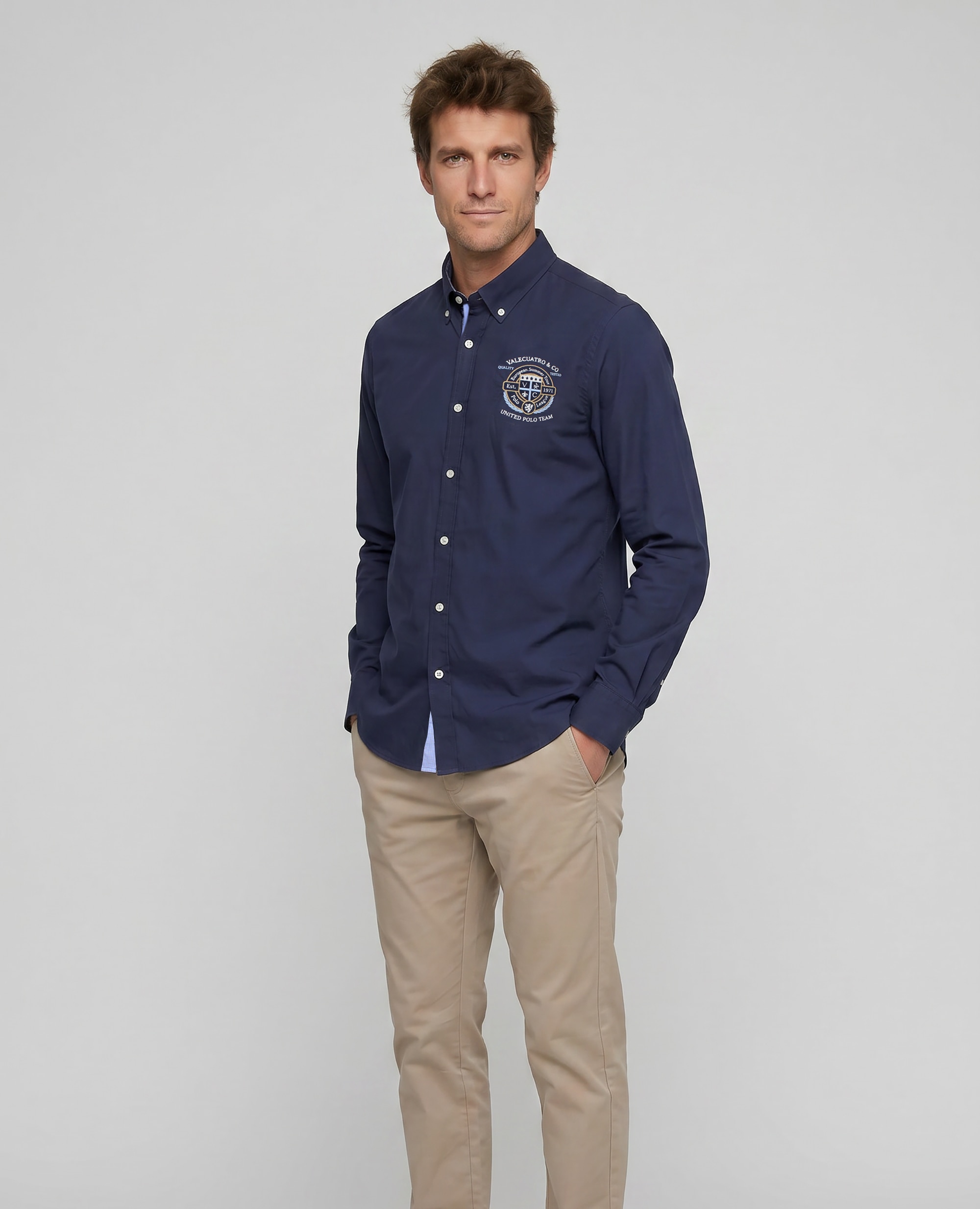 Camisa Popelina Corte Classic Multiestampado Azul-marinho-7