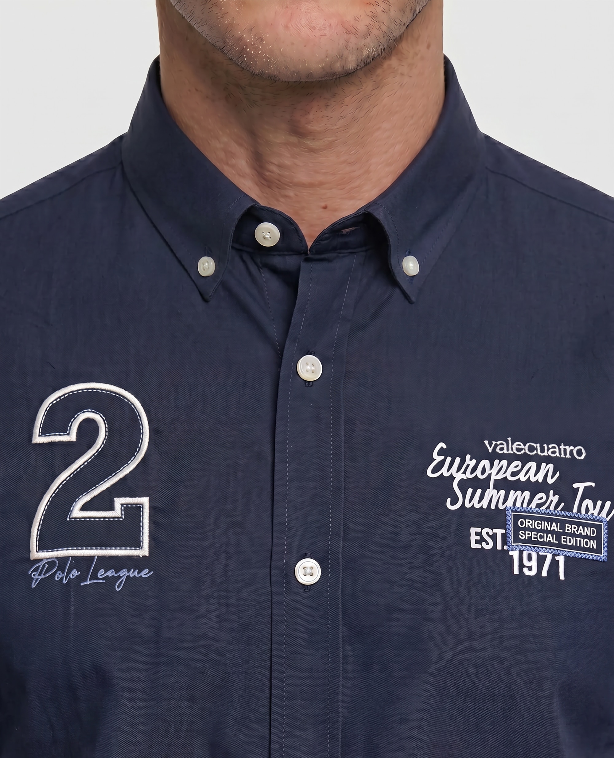 Camisa Popelina Corte Classic Multiestampado Azul-marinho-3