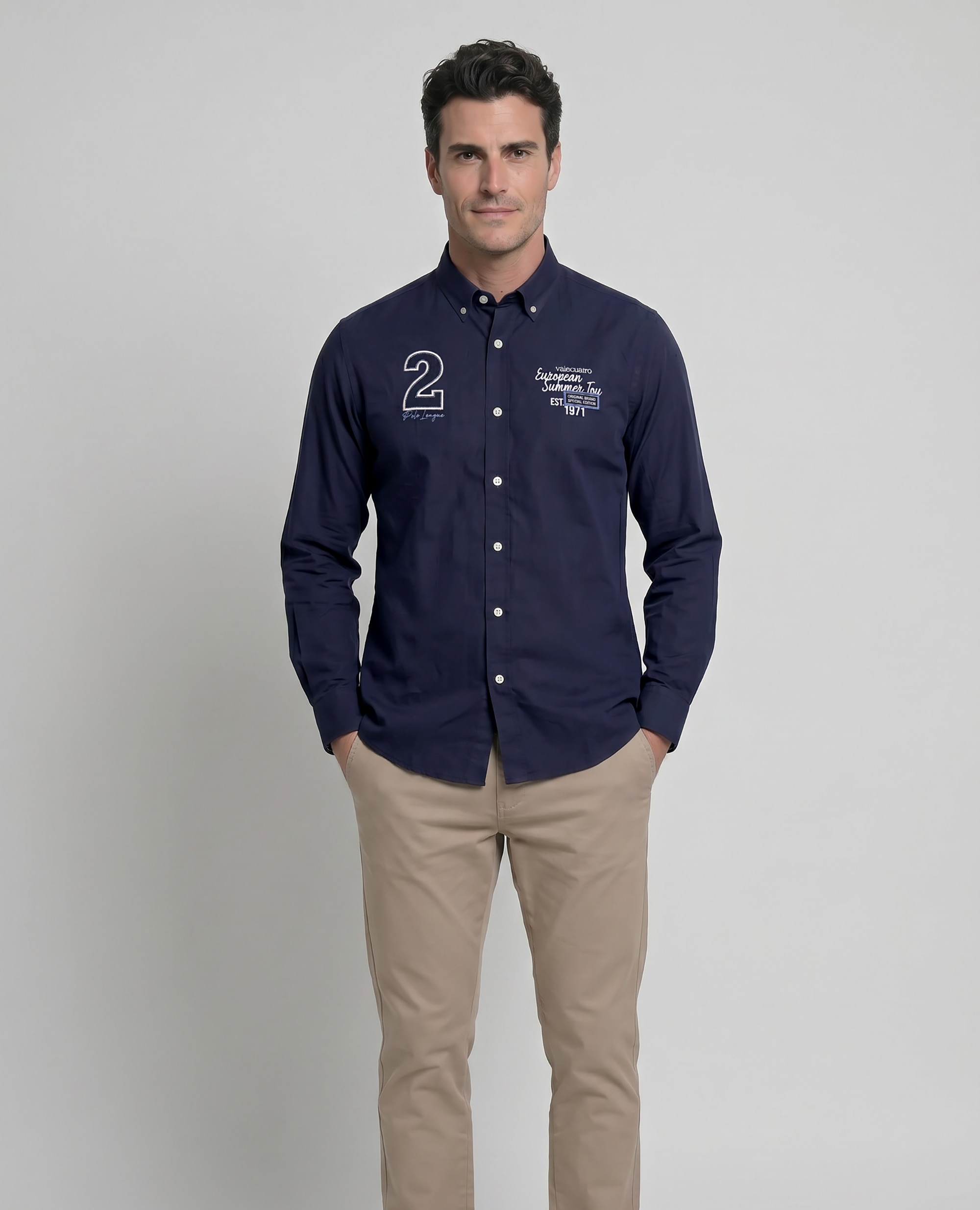Camisa Popelina Corte Classic Multiestampado Azul-marinho-4