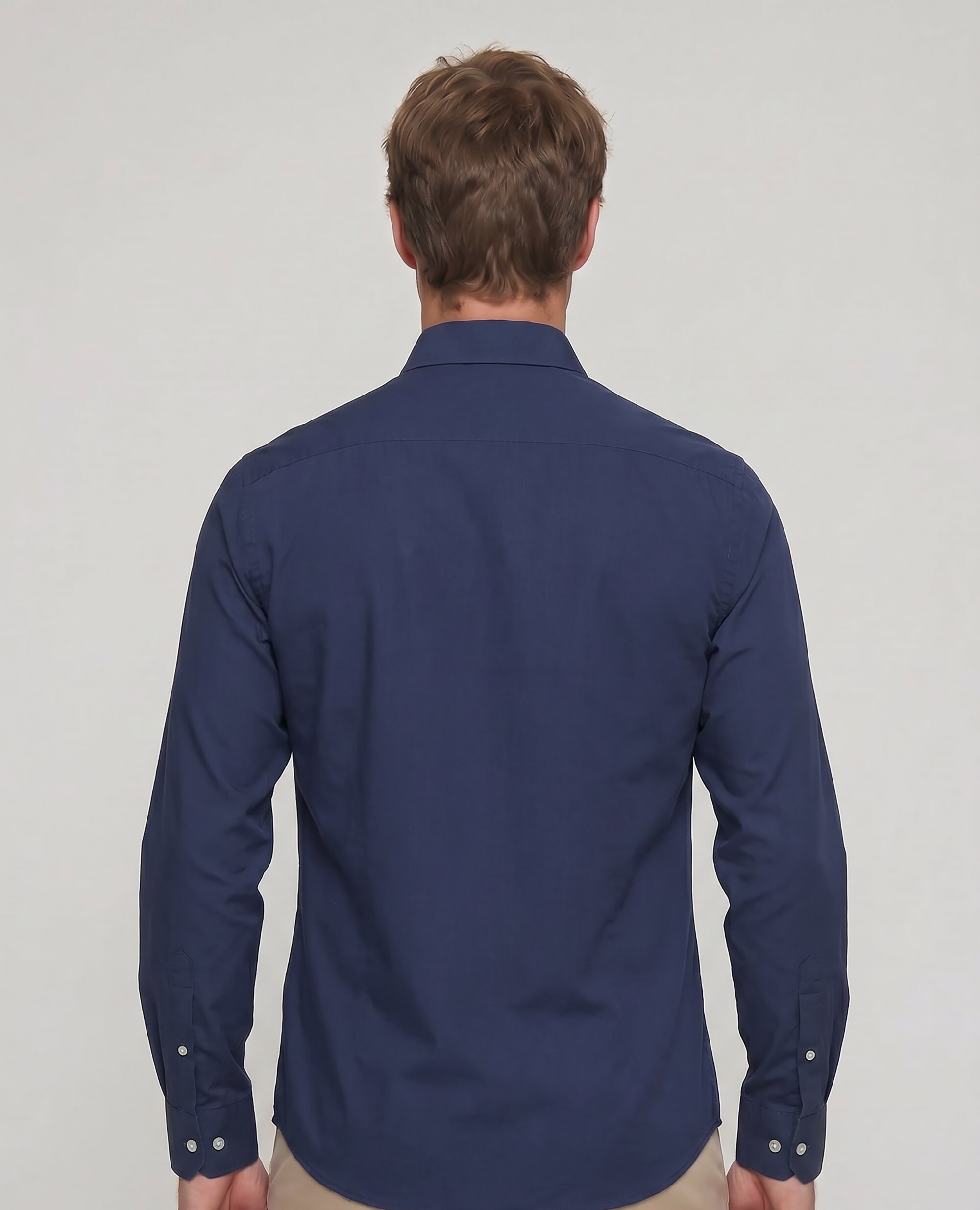 Camisa em Popelina de Corte Classic Lisa Azul-marinho-2